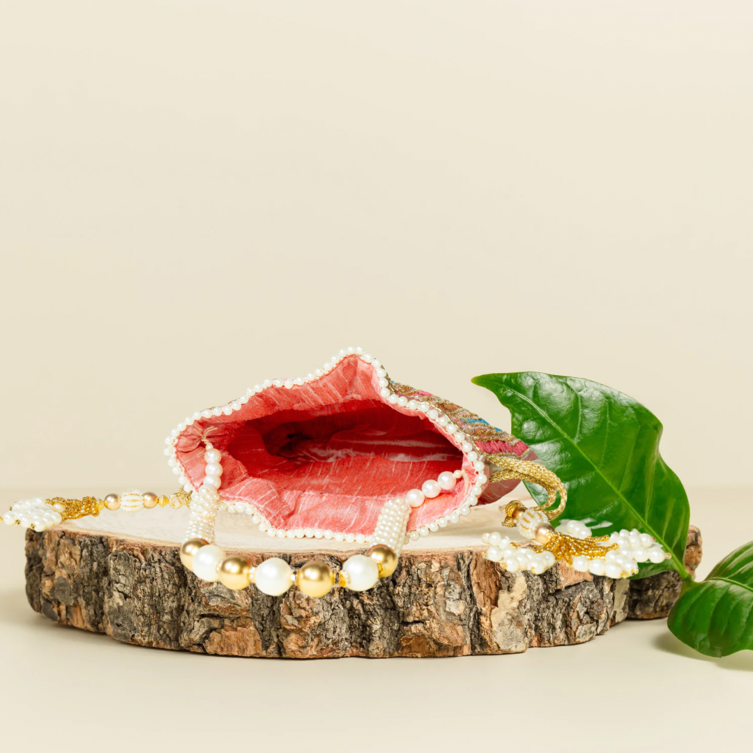 Royal Glam Baby Pink Mirror Potli