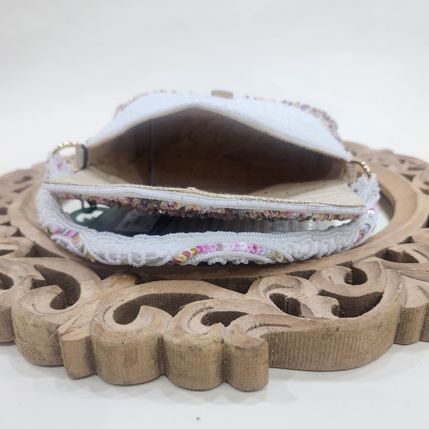 Aabha Mirrored Black Flapover Bag