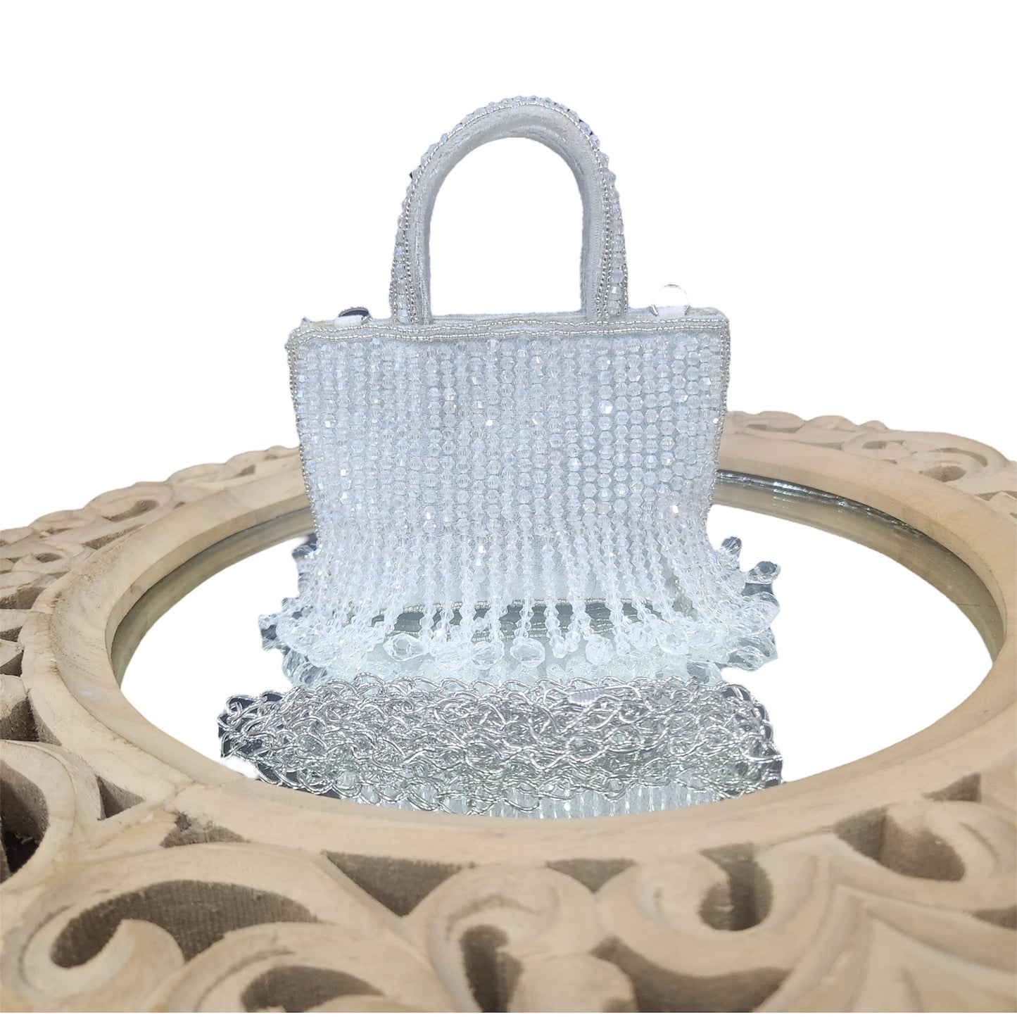 Gleam Mini Silver Crystal Bag