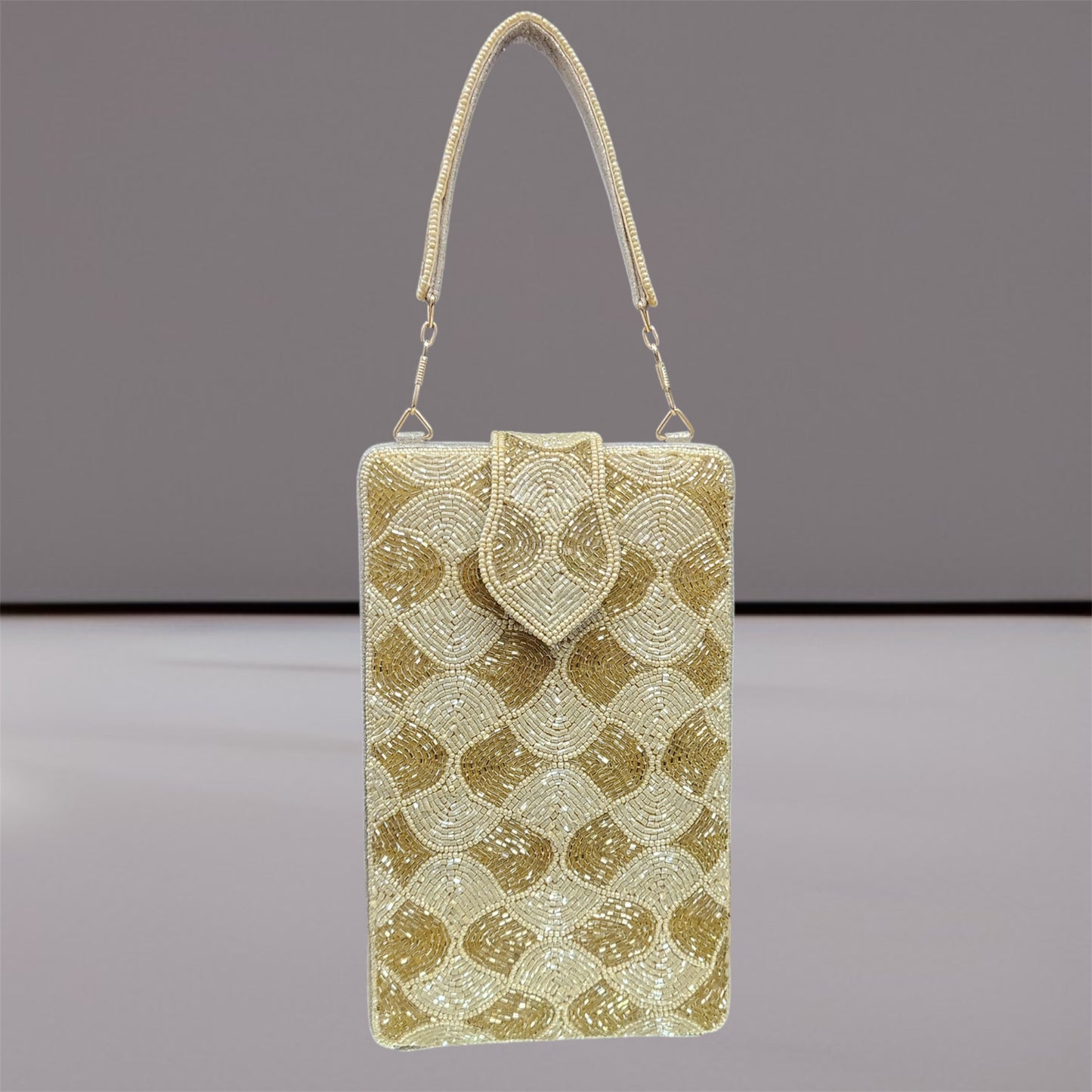 Noor Light Gold Box Clutch