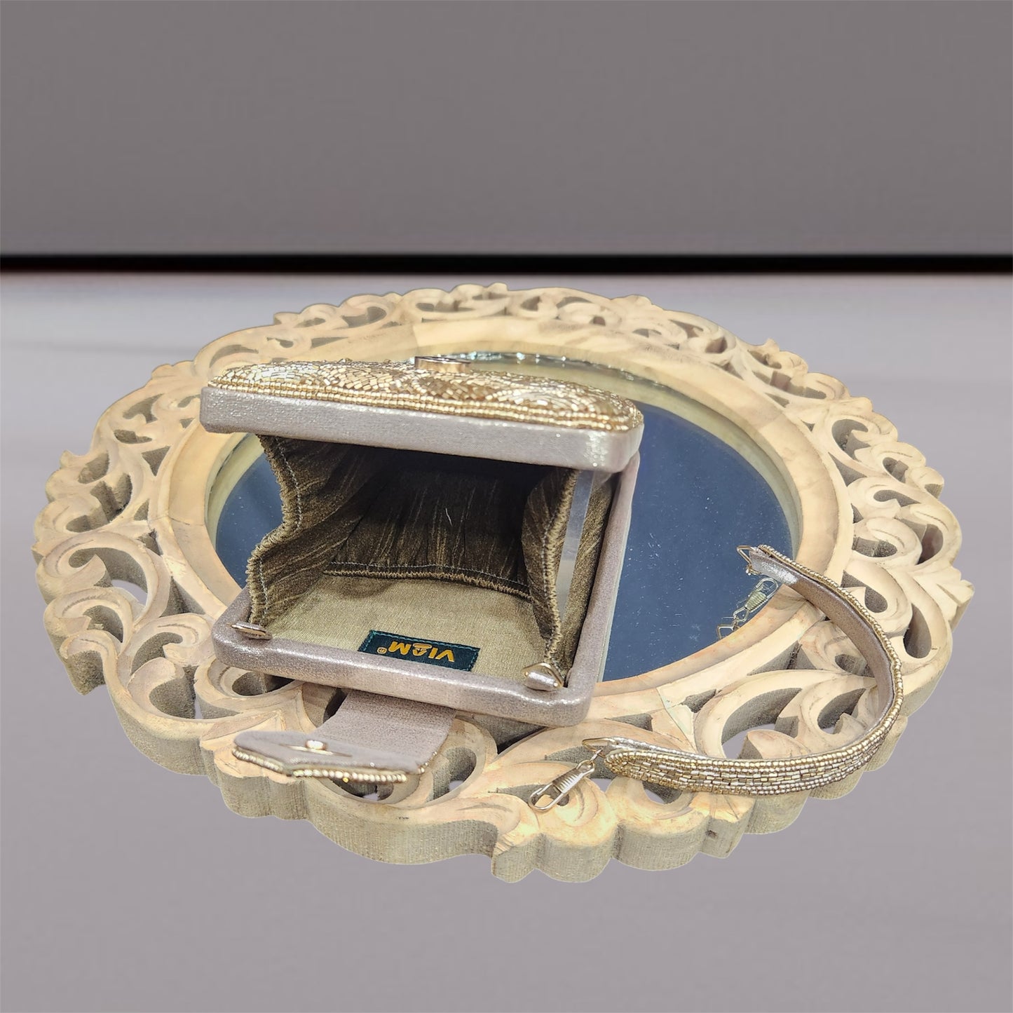 Noor Light Gold Box Clutch