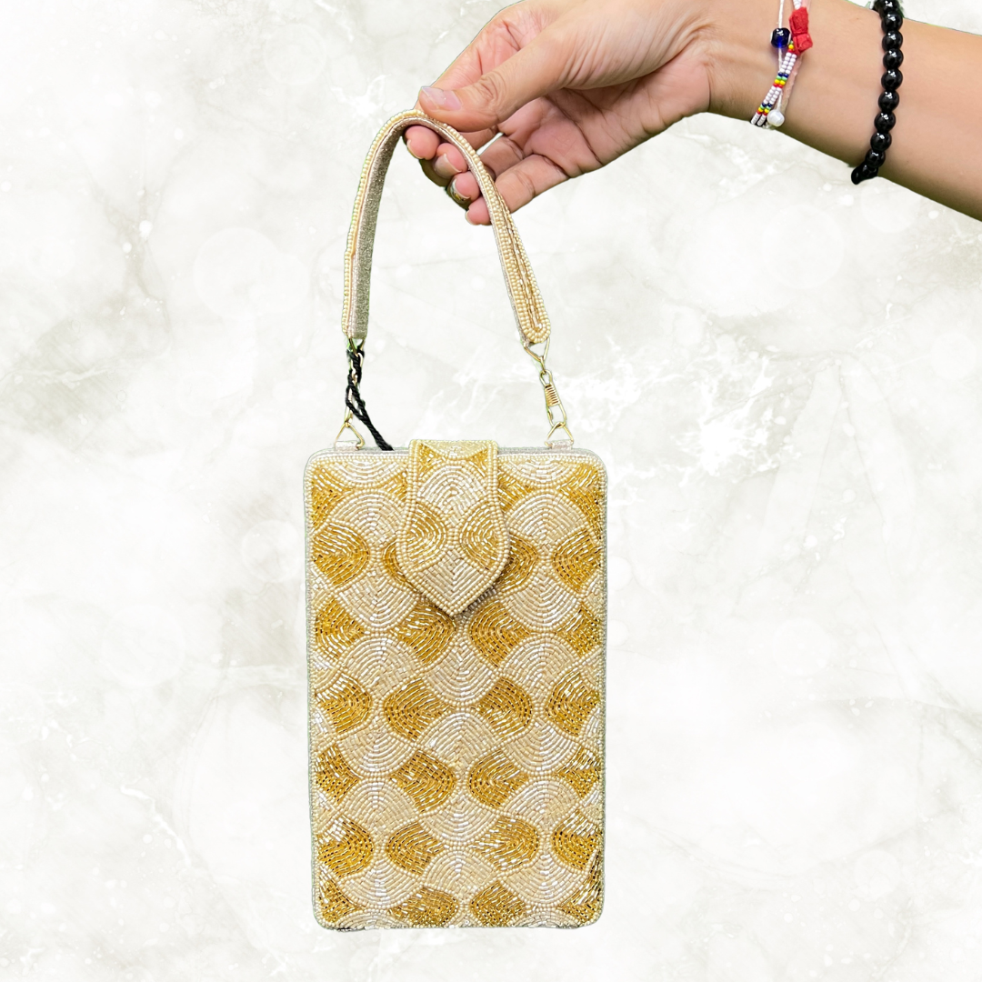 Noor Light Gold Box Clutch