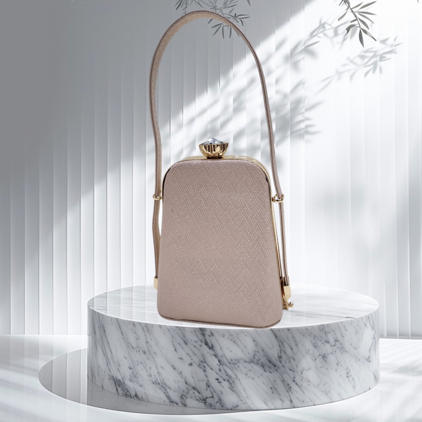 Prism Chevron Rose Gold Box Clutch