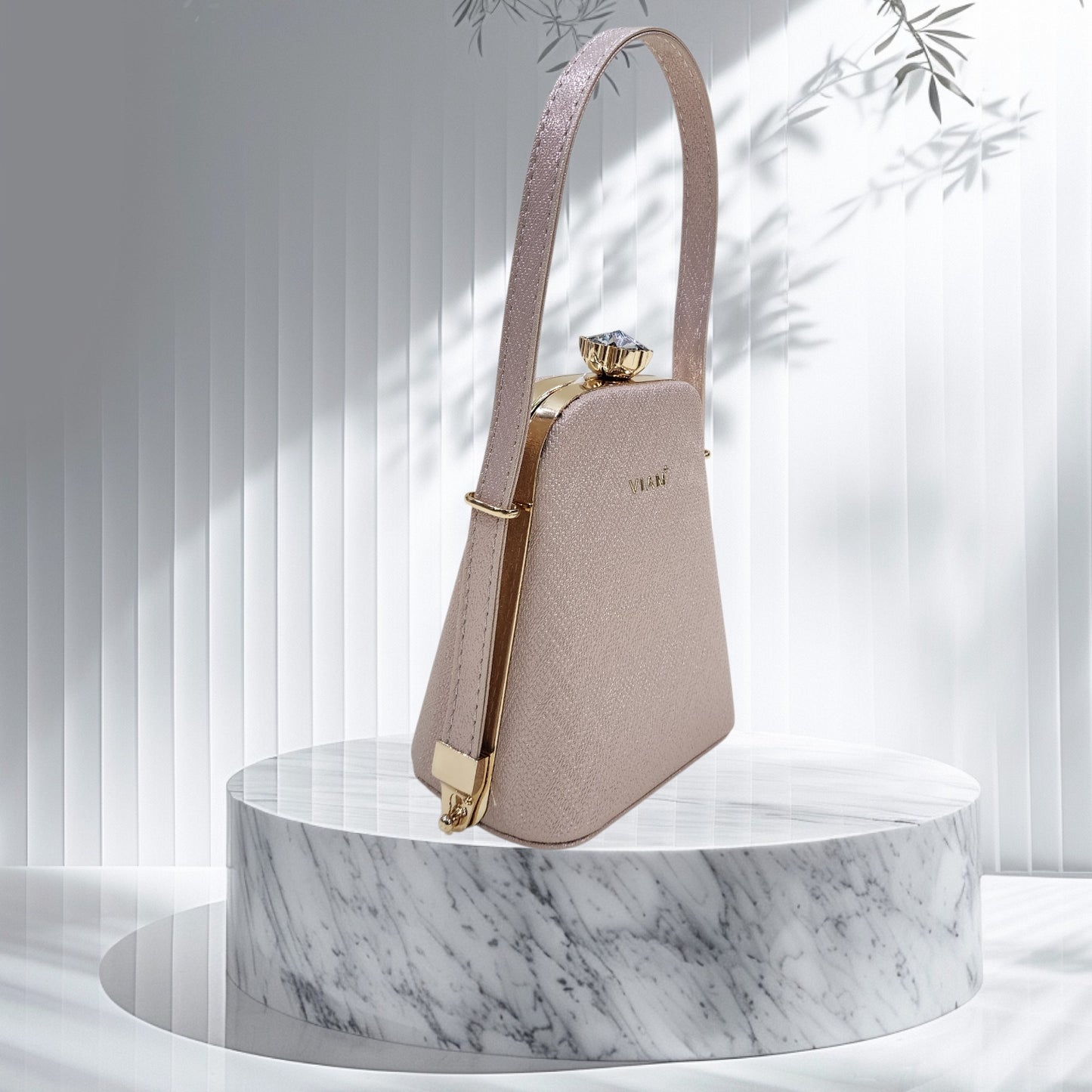 Prism Chevron Rose Gold Box Clutch