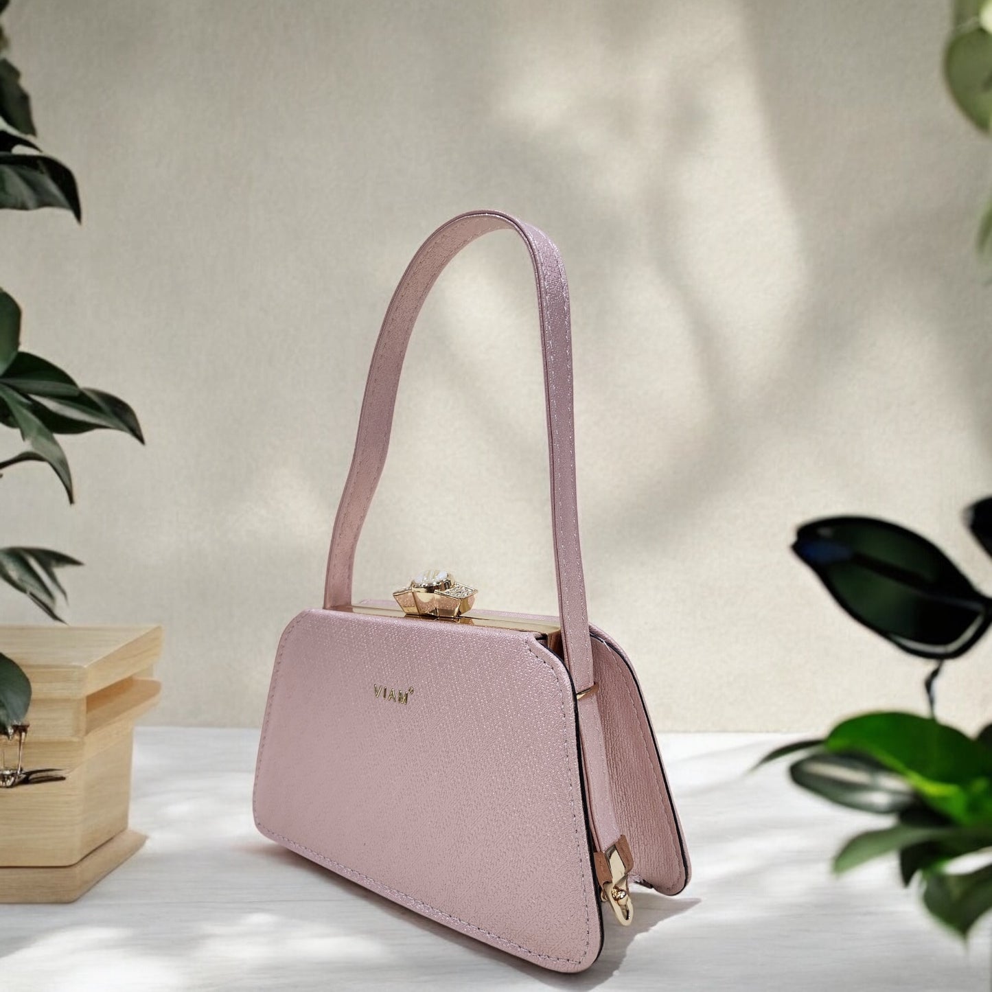 Trapeze Chevron Pink Box Clutch