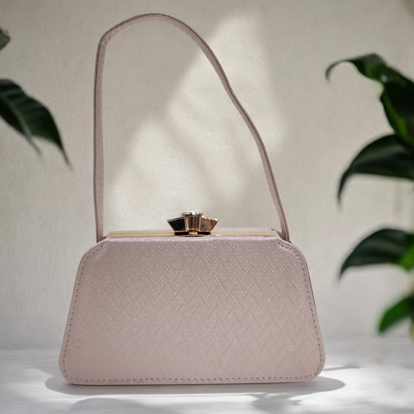 Trapeze Chevron Rose Gold Box Clutch