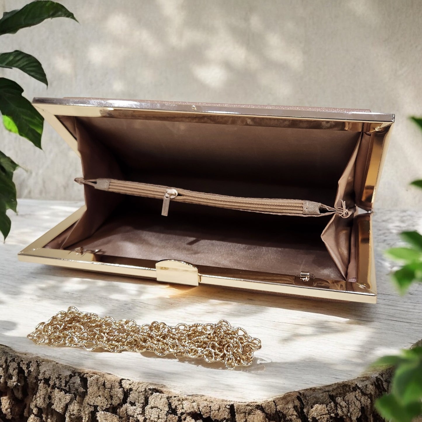 Sleek Chevron Gold Box Clutch