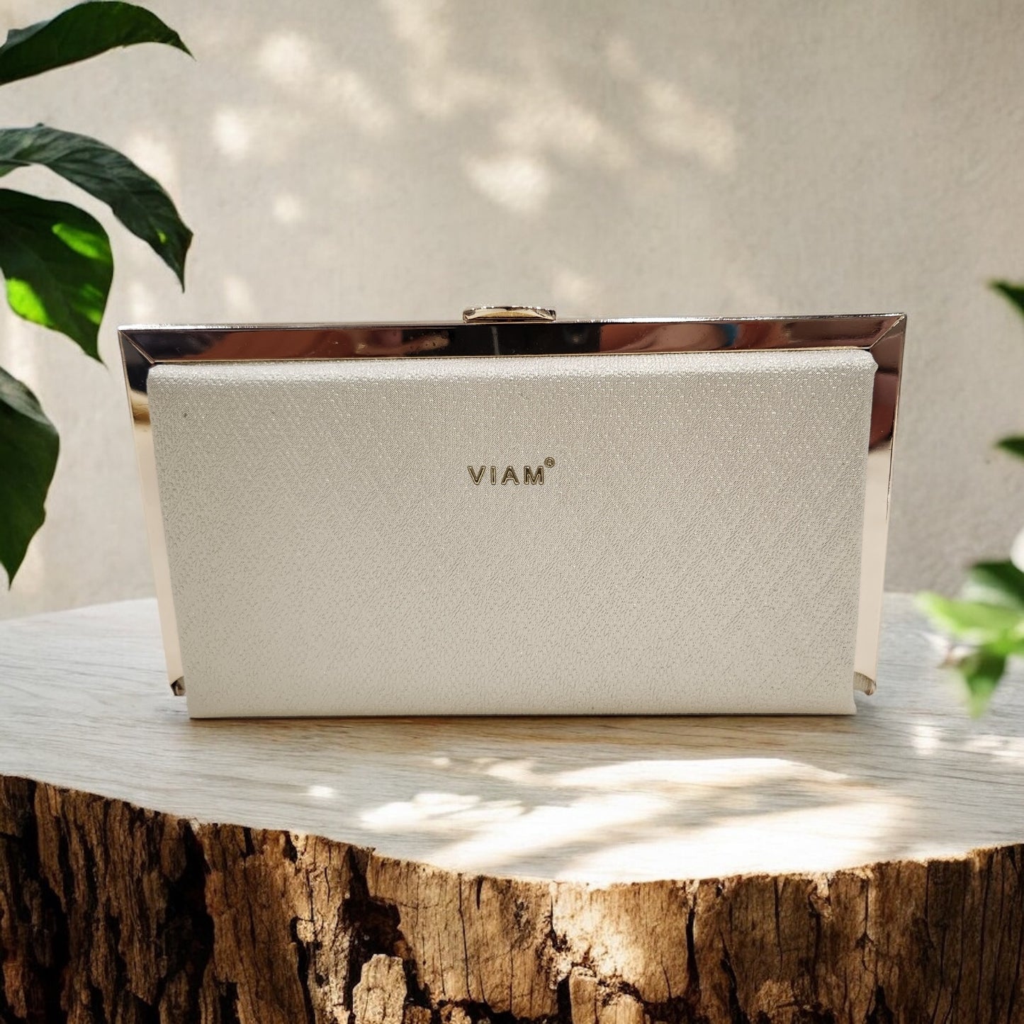 Sleek Chevron Gold Box Clutch
