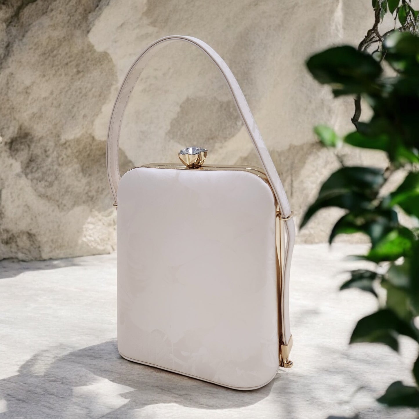 Eden Floral Beige Box Clutch