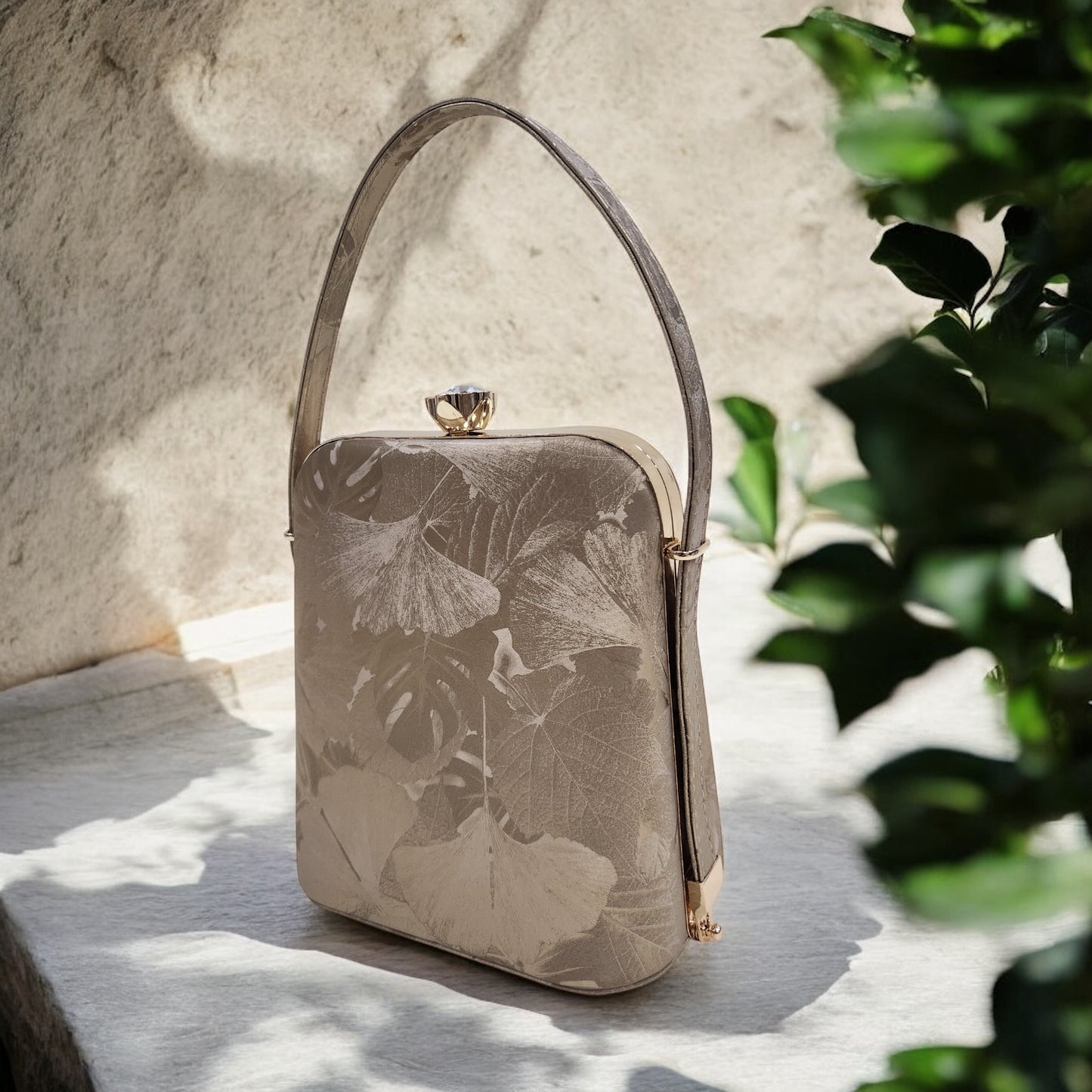 Eden Floral Gold Box Clutch