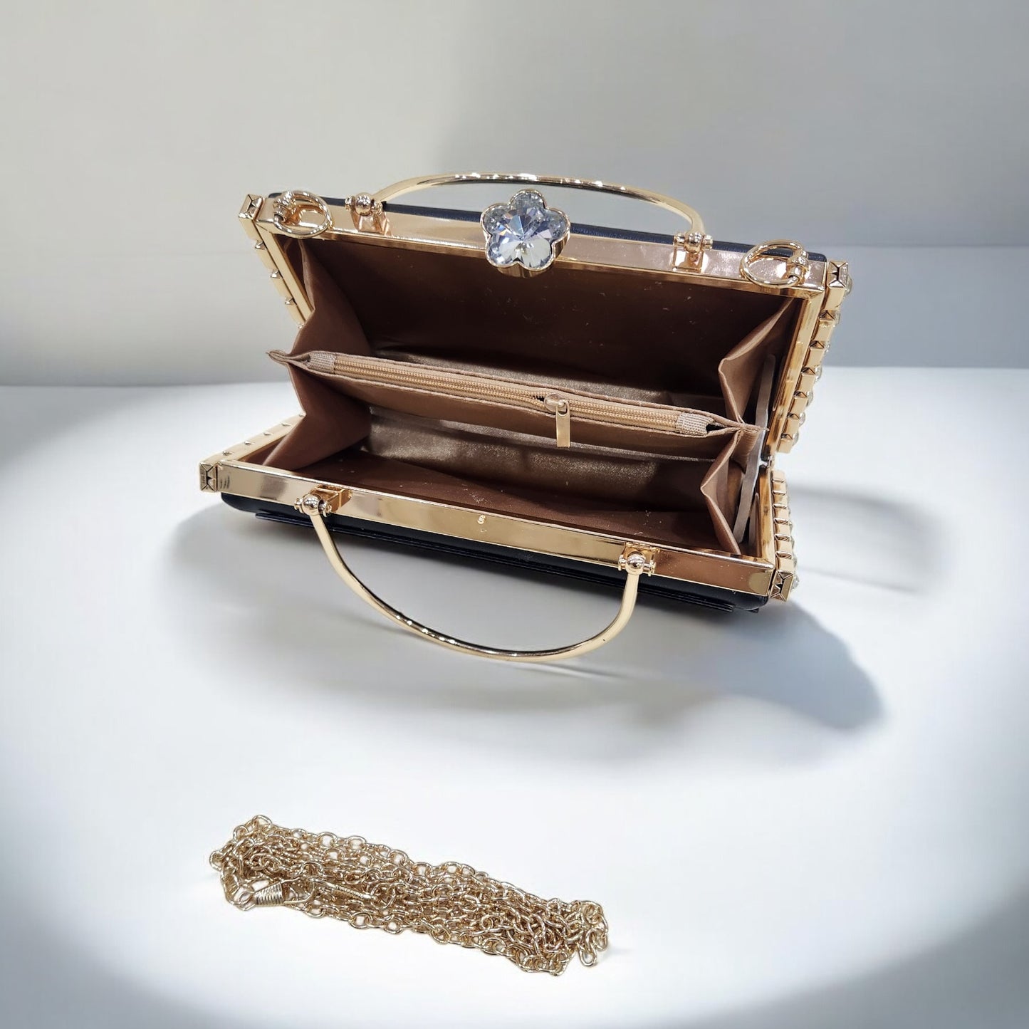 Marble Jewel Black Box Clutch