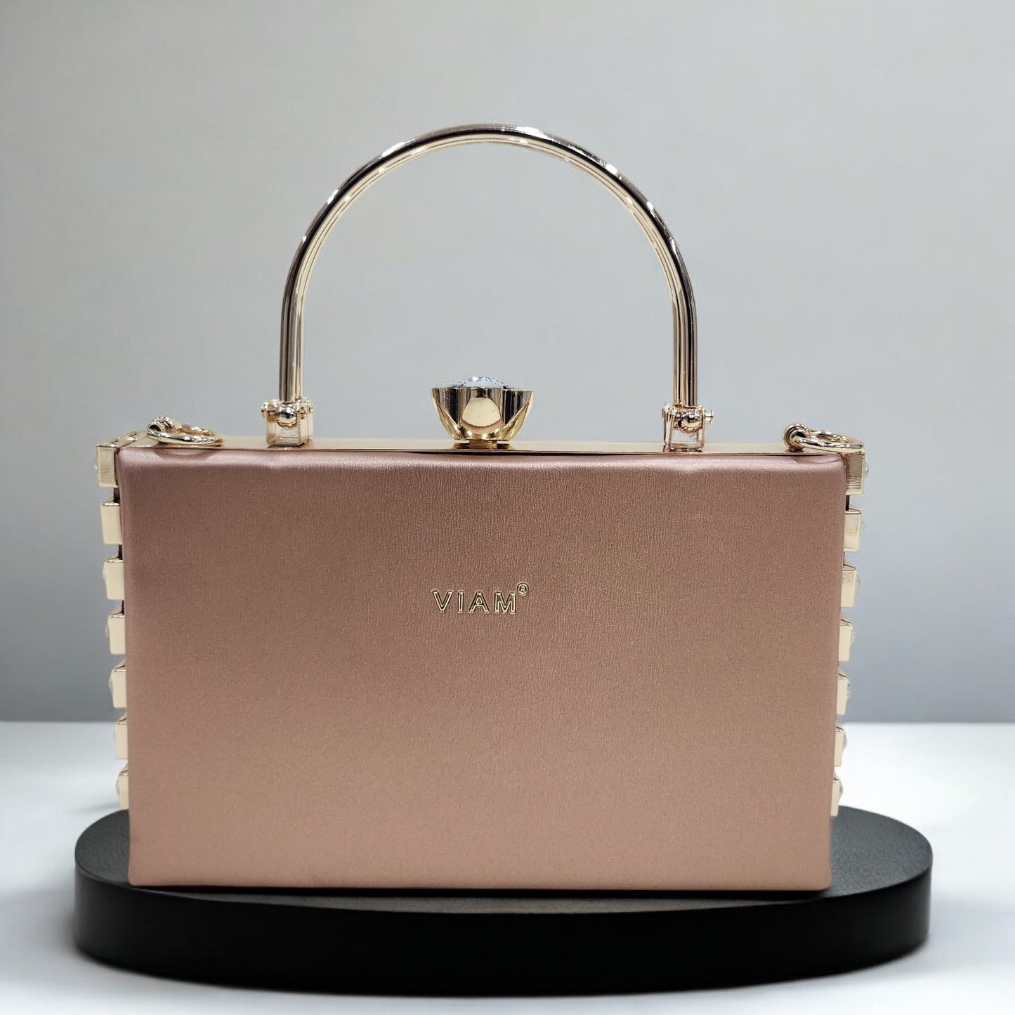 Marble Jewel Rose Gold Box Clutch