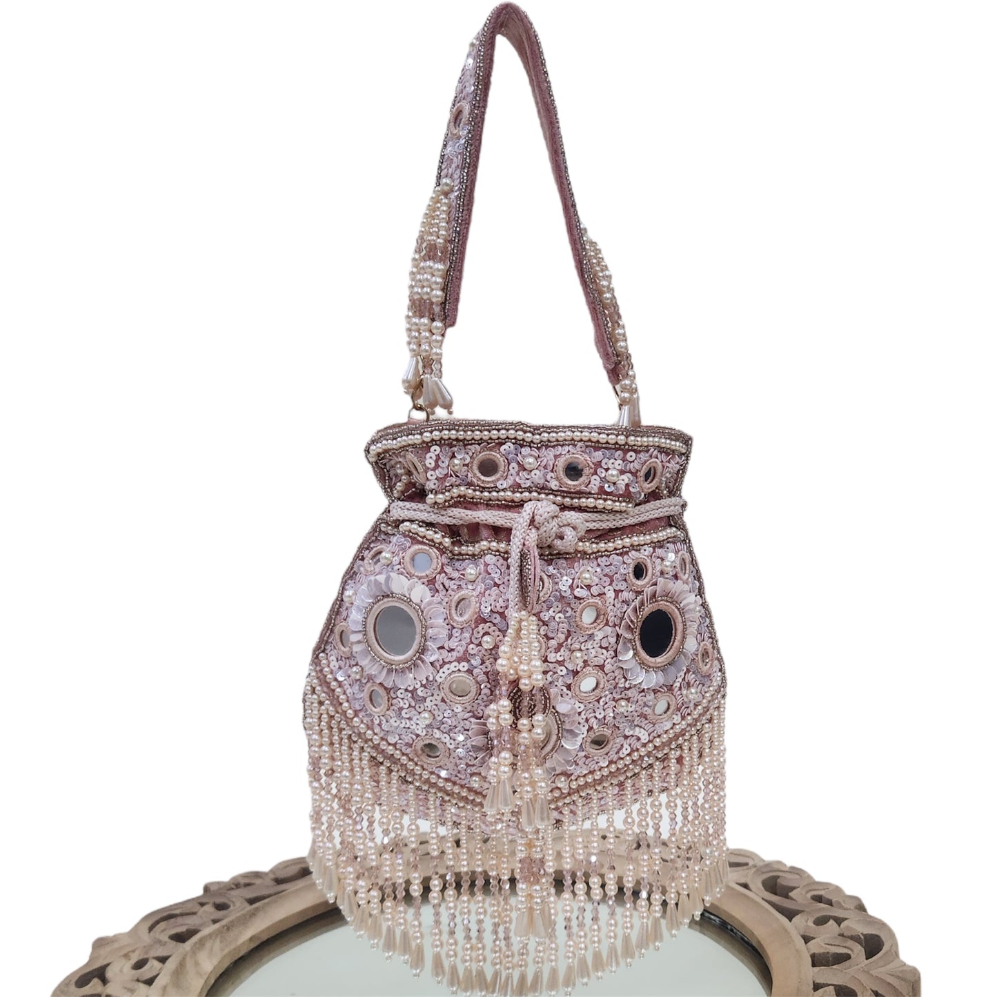 Sitaara Rose Gold Mirror Potli