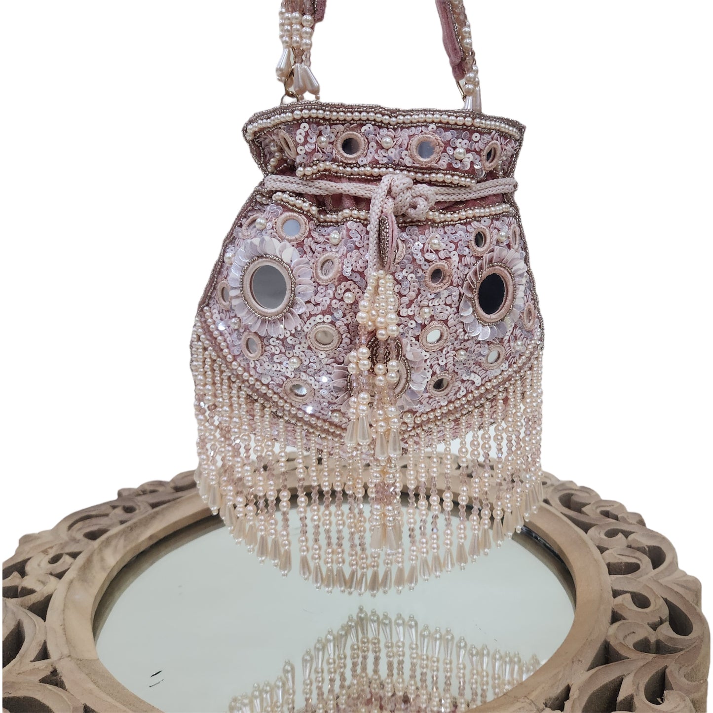 Sitaara Rose Gold Mirror Potli