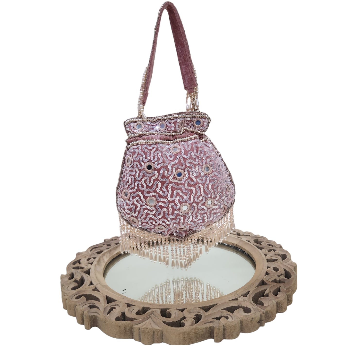 Sitaara Rose Gold Mirror Potli