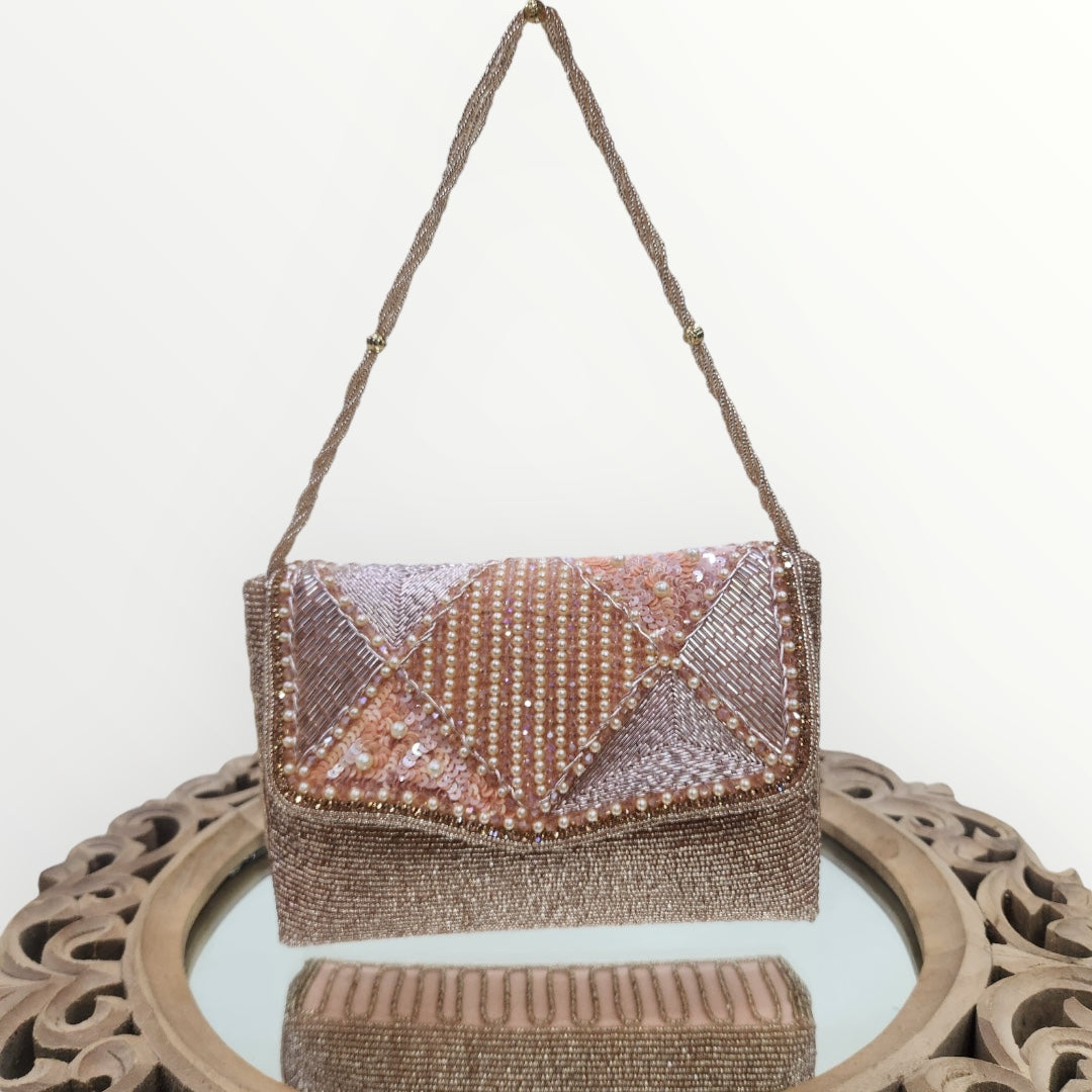 Kanak Rose Gold Flapover Clutch