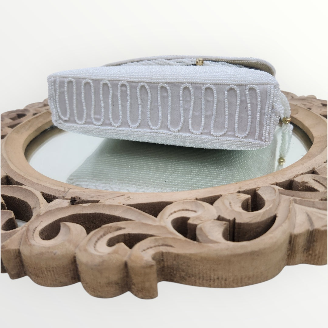 Kanak Cream Flapover Clutch