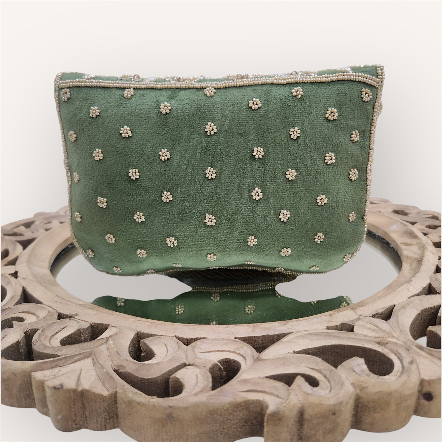 Gulnaaz Green Envelope Clutch