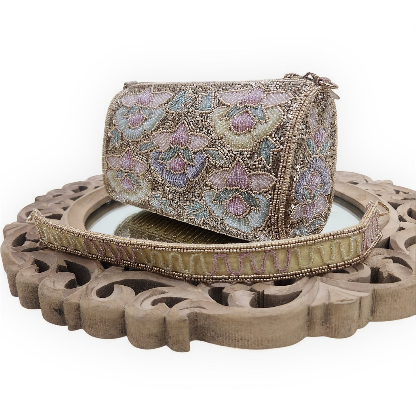 Phoolkari Antique Gold Bag