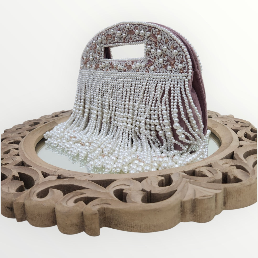 Chandrikaa Rose Gold Moti Clutch