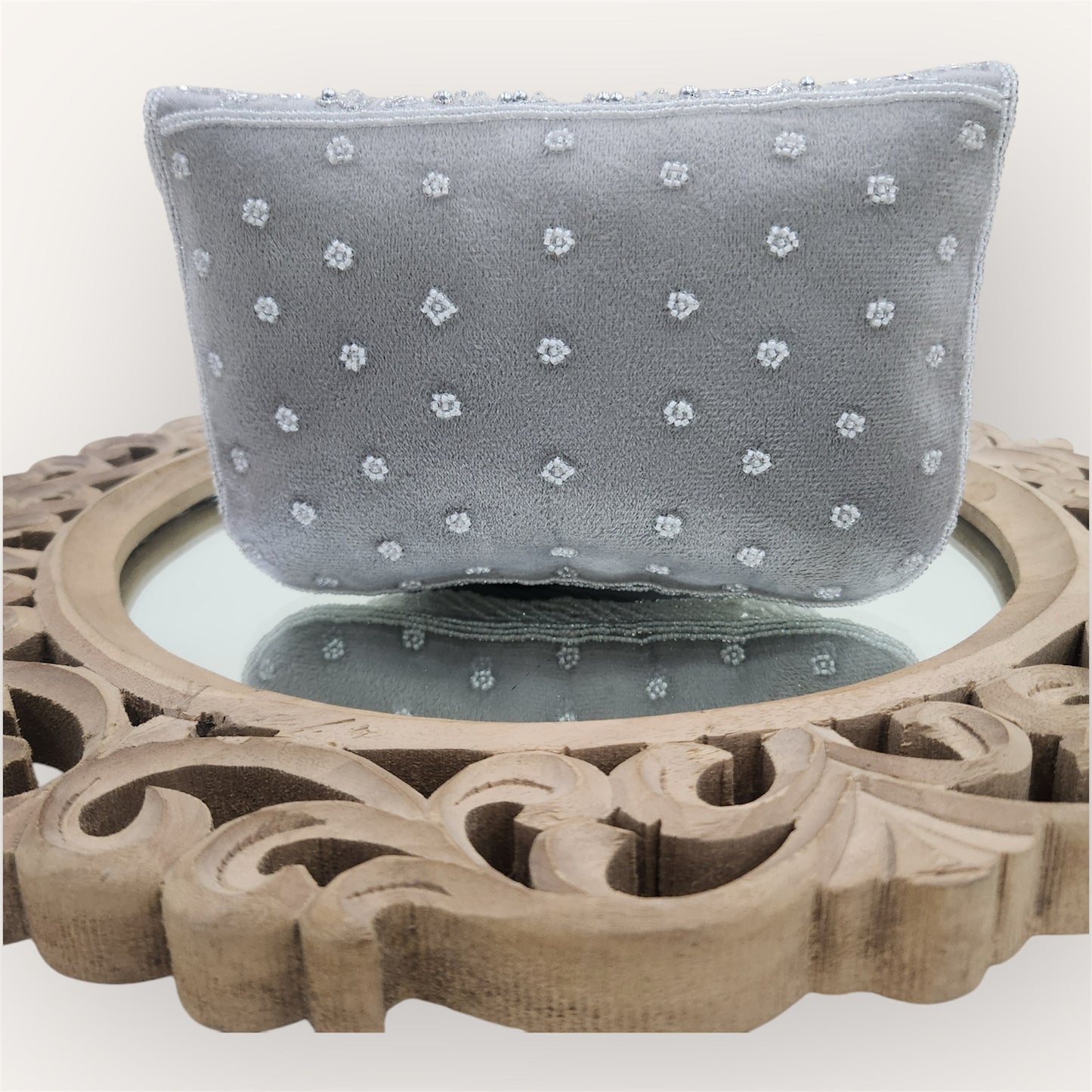 Gulnaaz Silver Envelope Clutch