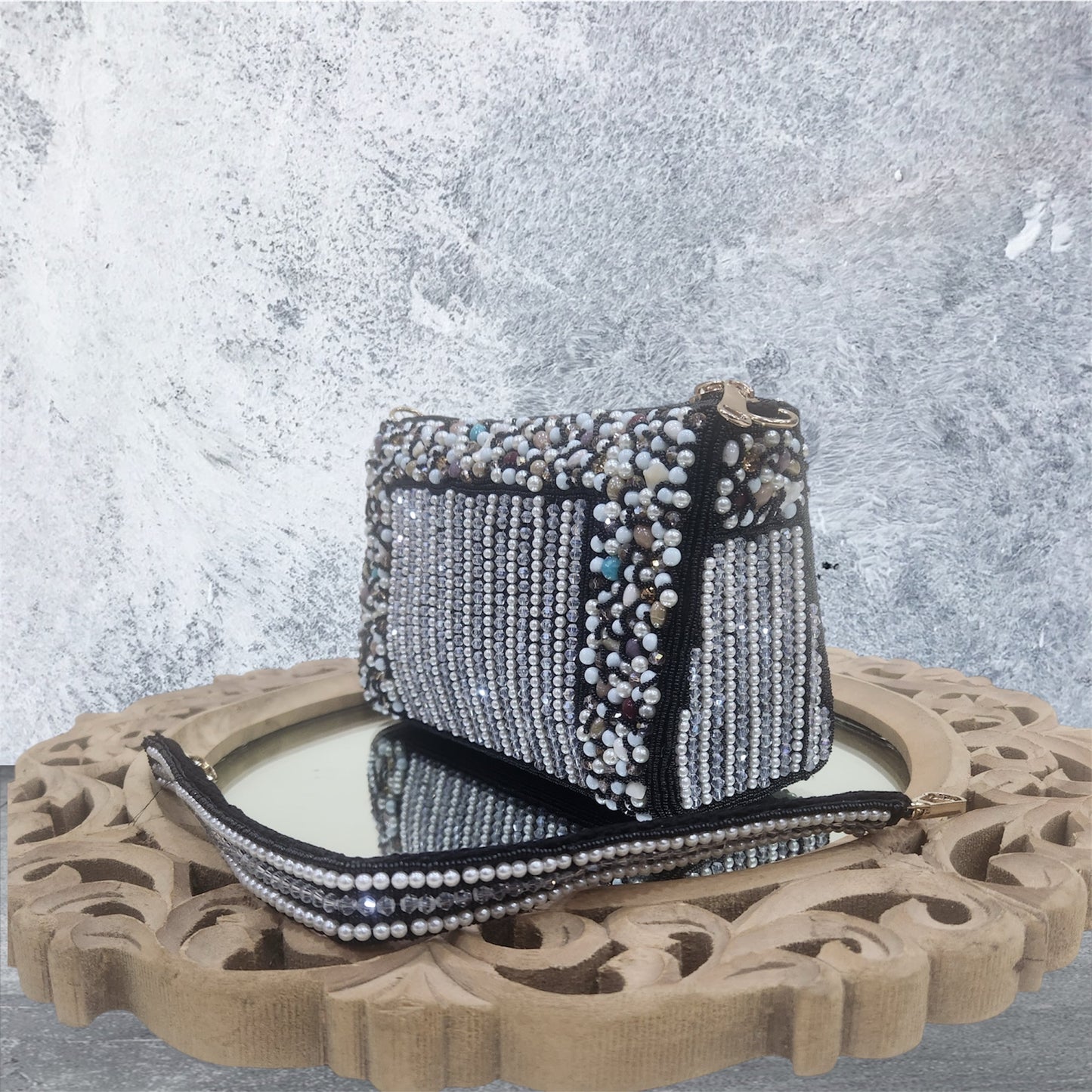 Nazaakat Crystal Black Bag