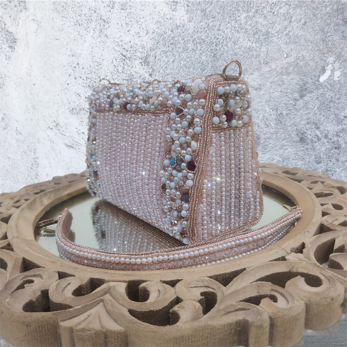 Nazaakat Crystal Rose Gold Bag