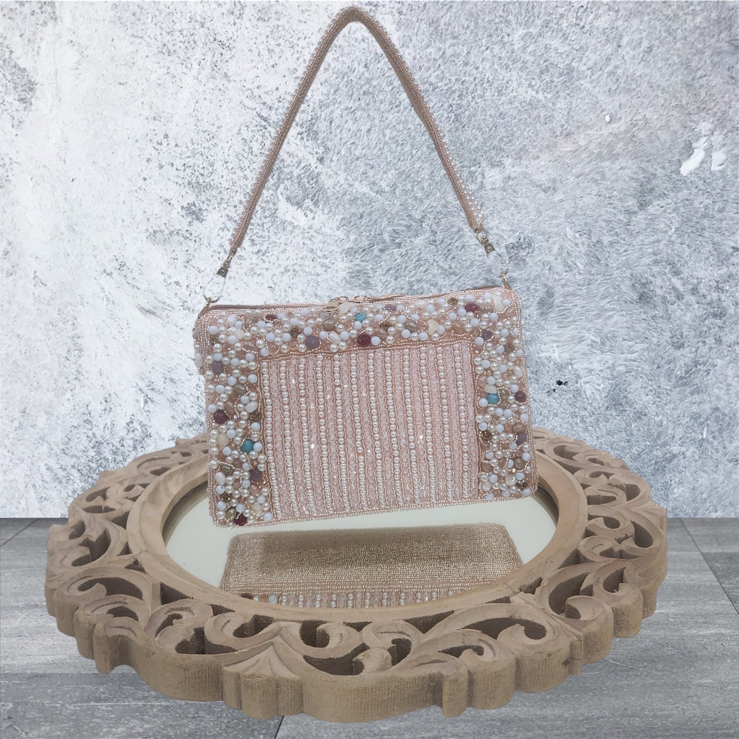 Nazaakat Crystal Rose Gold Bag