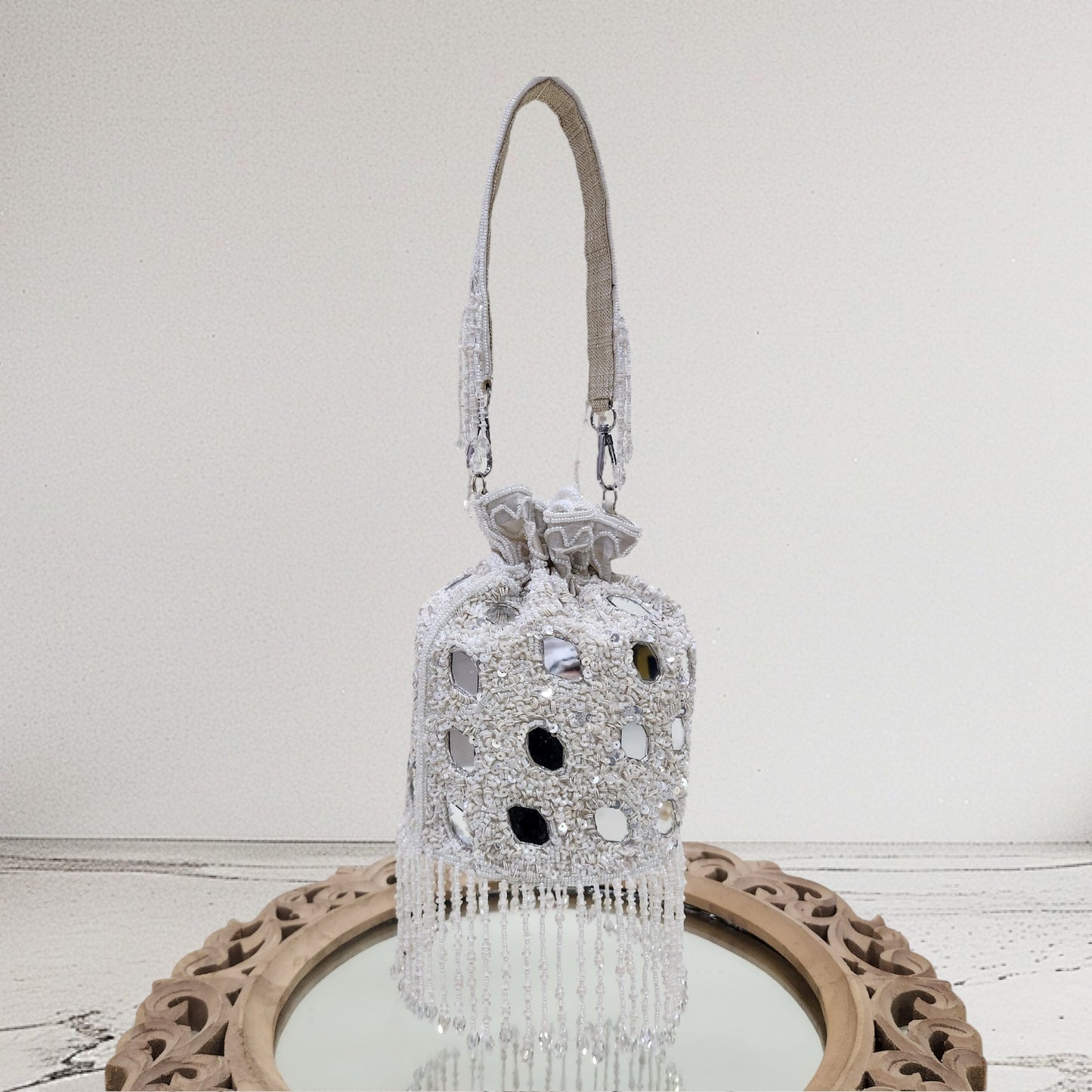 Jhalak White Mirror Potli