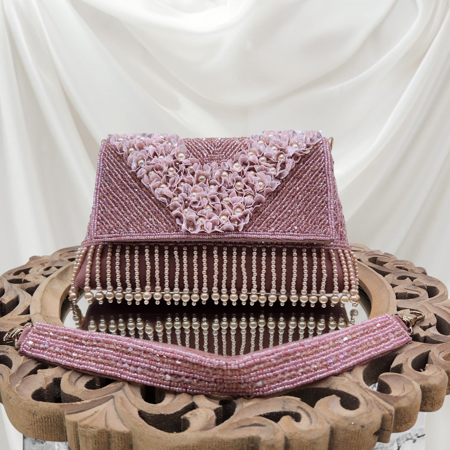 Ruhaani Phool Dusty Pink Flapover Bag