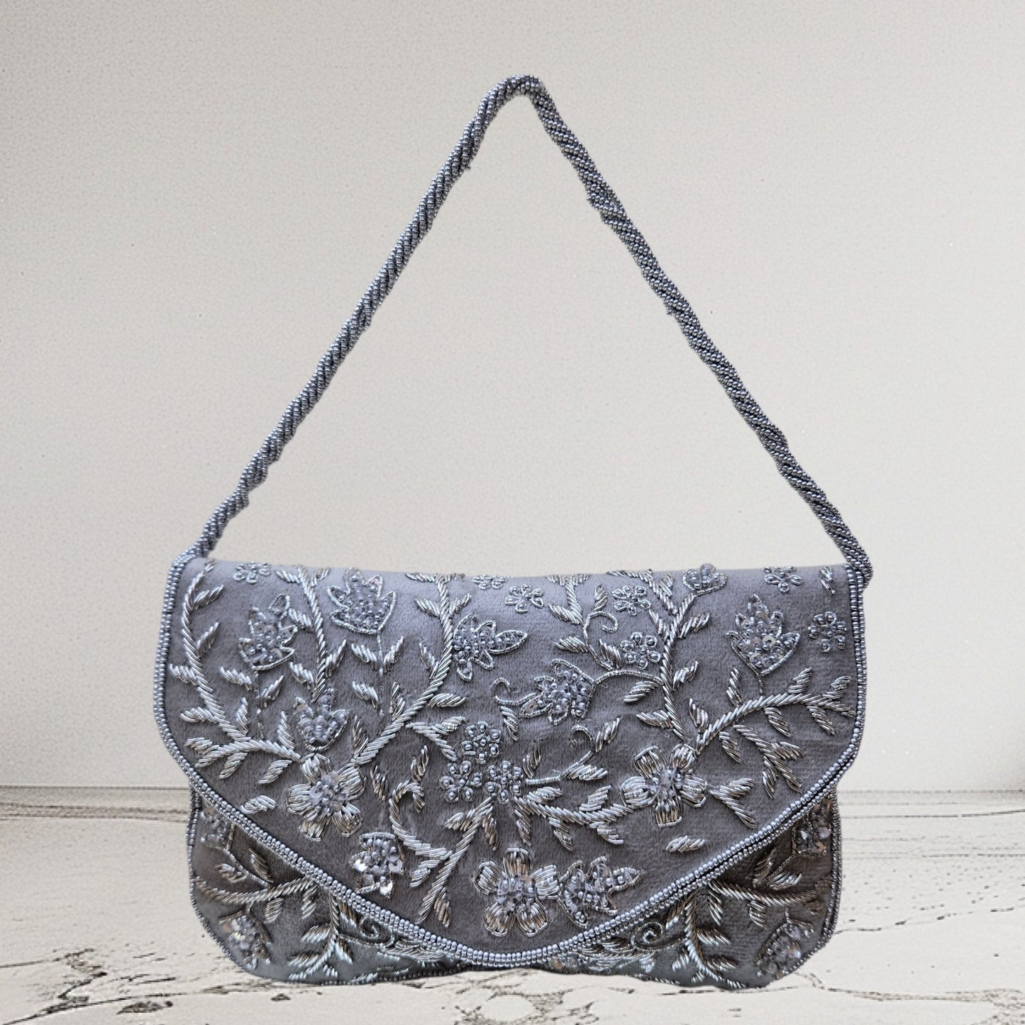 Zaraah Silver Envelope Clutch