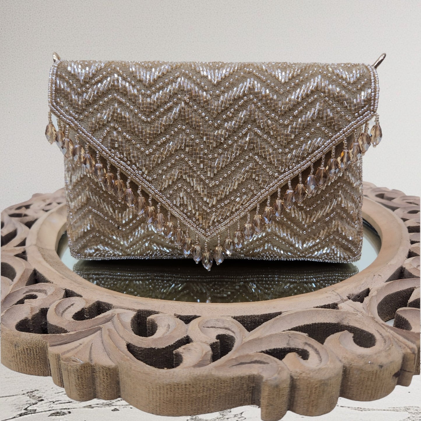 Swarnima Gold Flapover Clutch