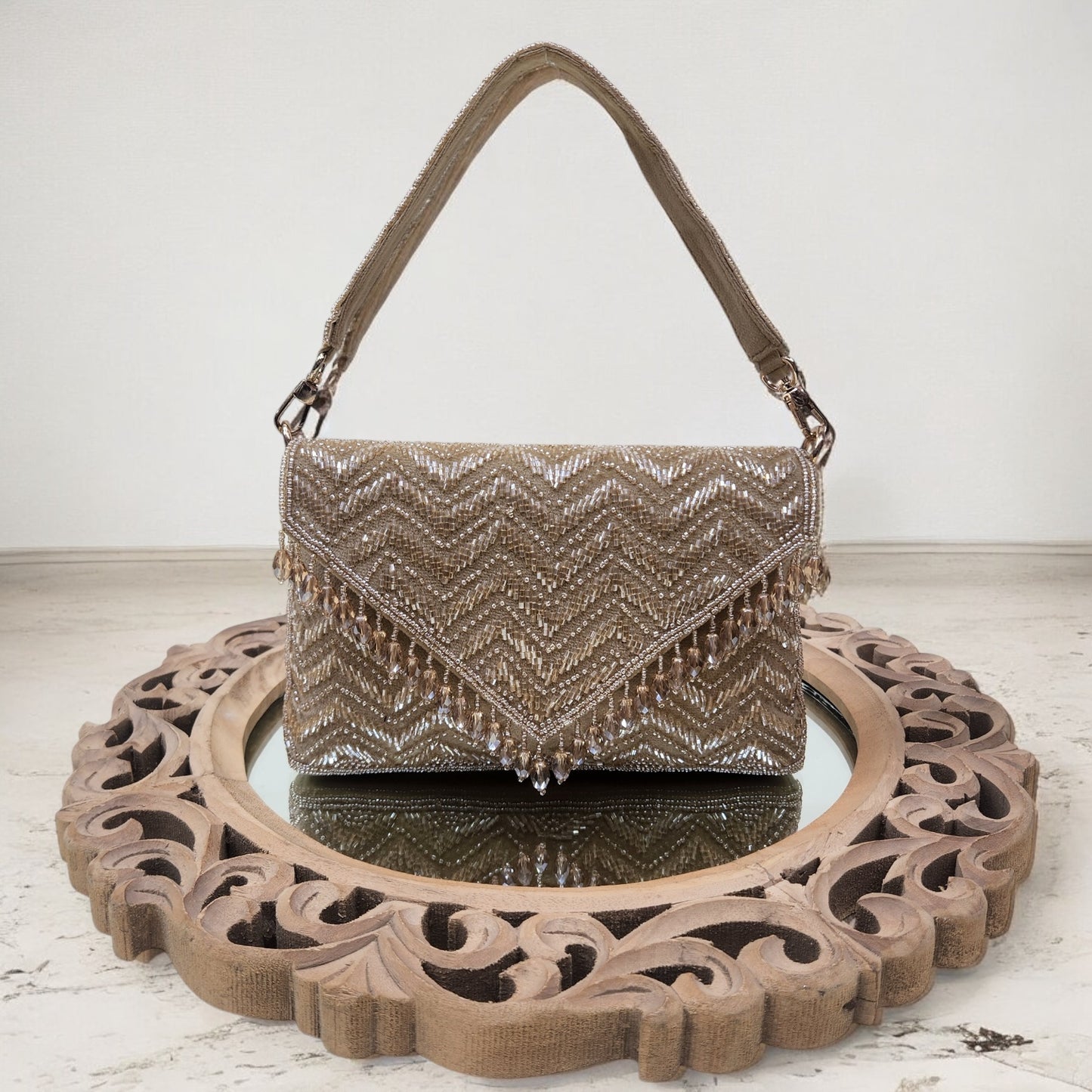 Swarnima Gold Flapover Clutch