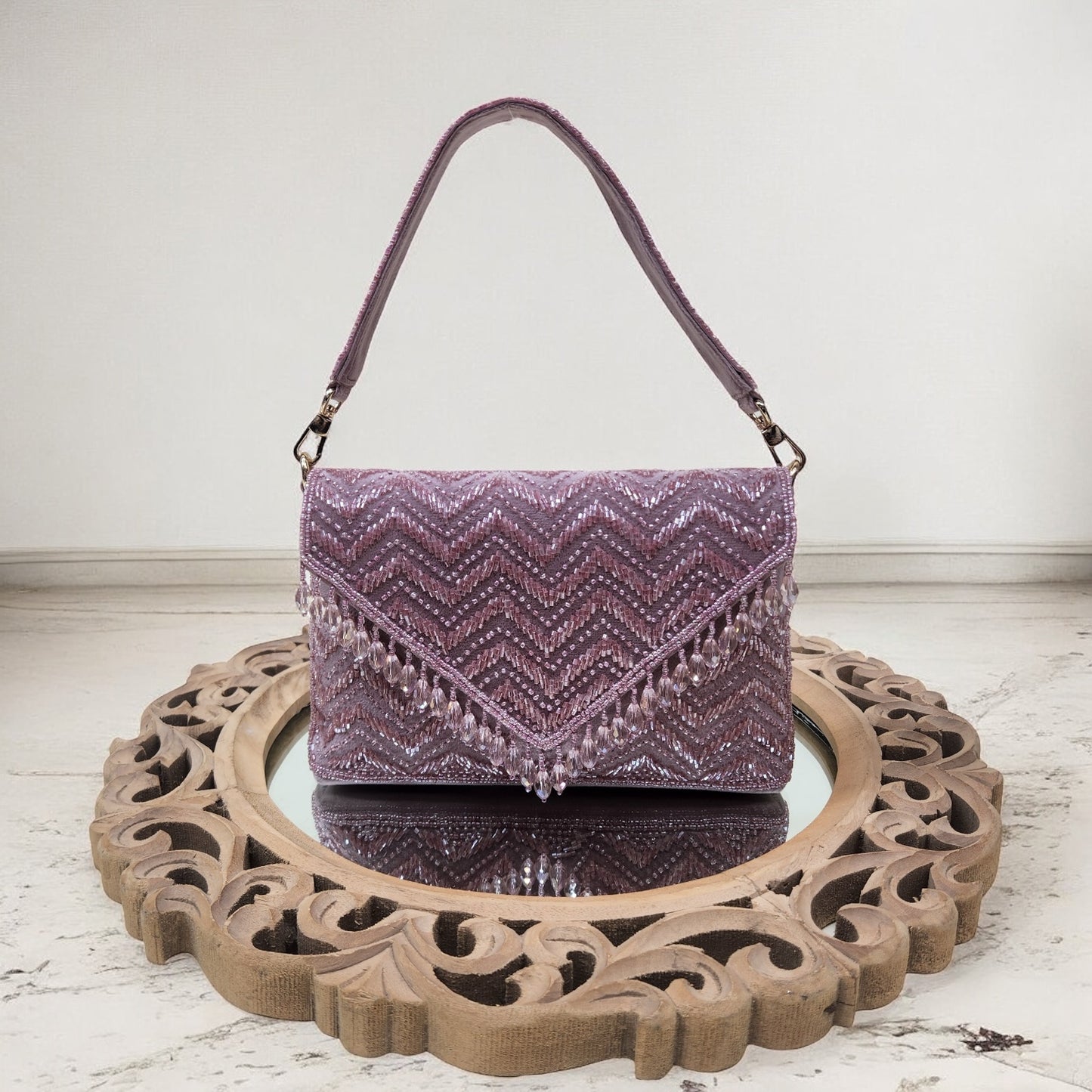 Swarnima Purple Flapover Clutch