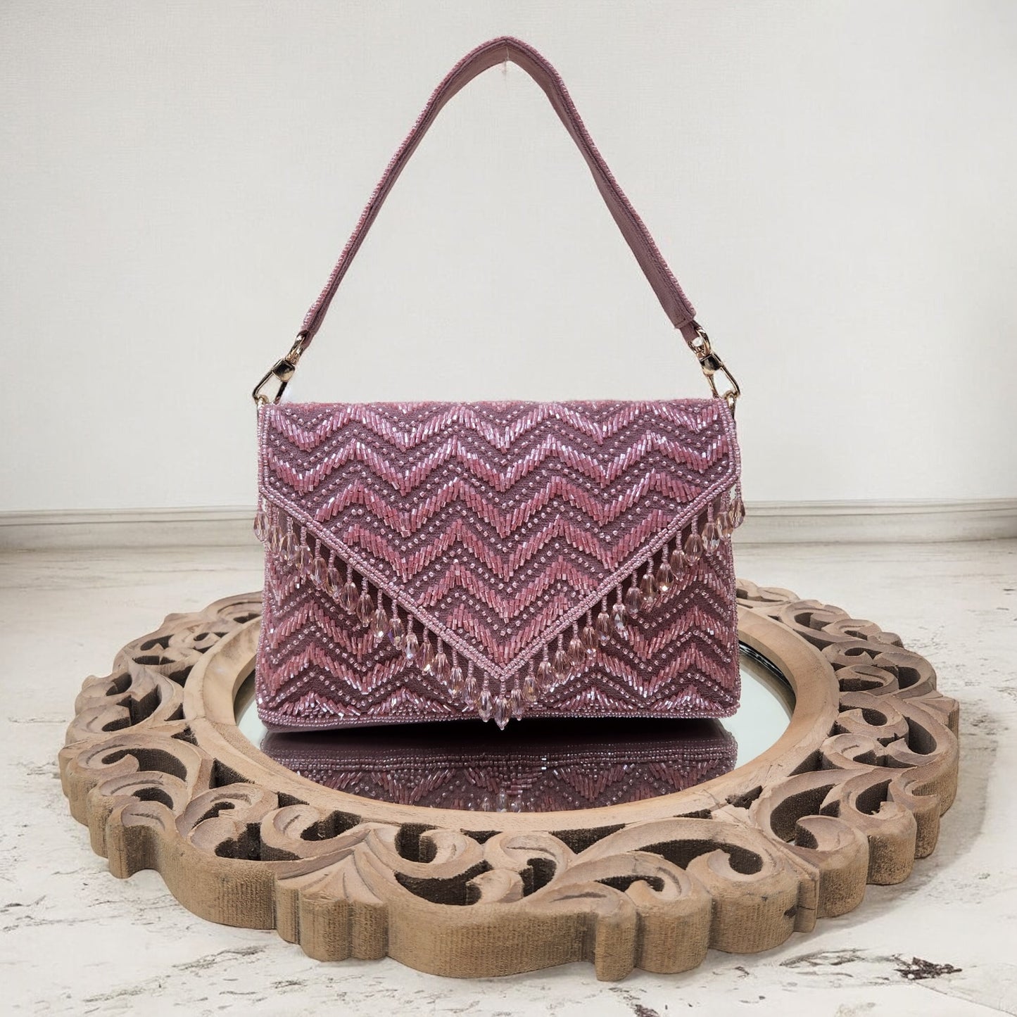 Swarnima Pink Flapover Clutch