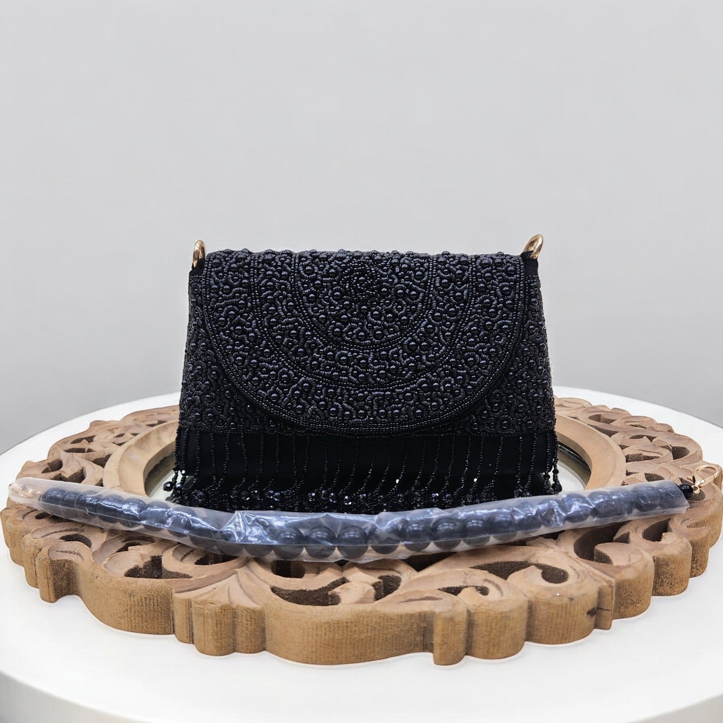 Naaz Black Flapover Box Clutch