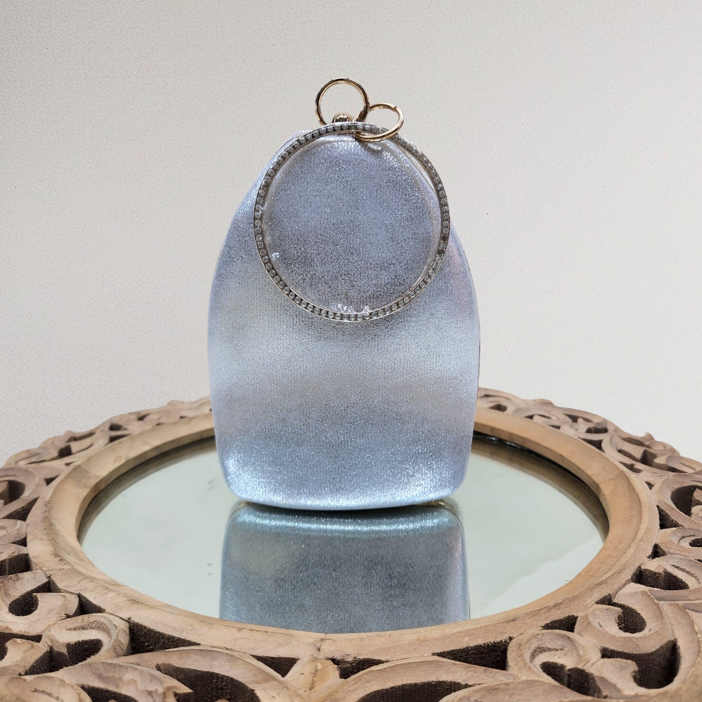 Ira Silver Bottle Box Clutch