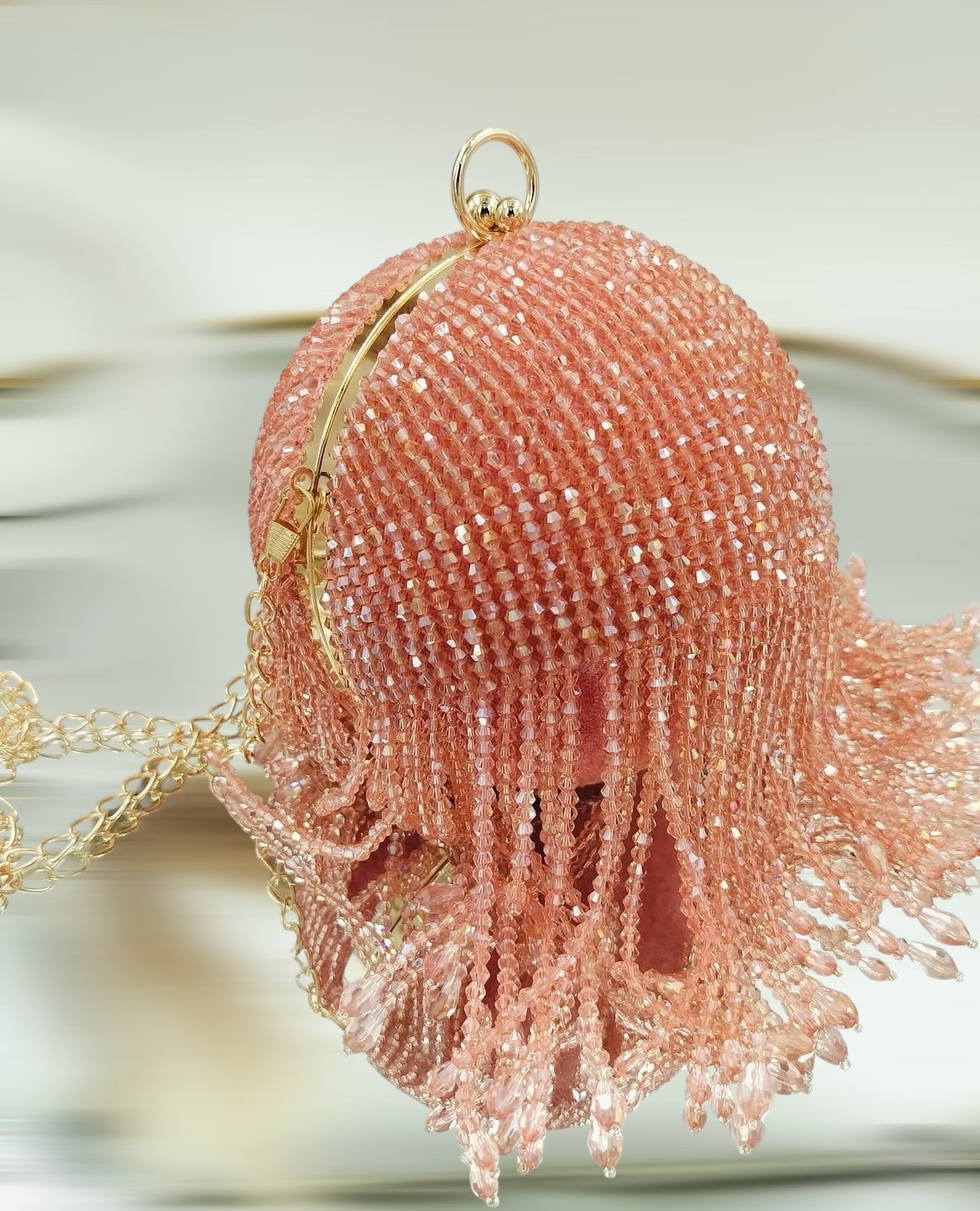 Jewel Crystal Ball Rose Gold Clutch