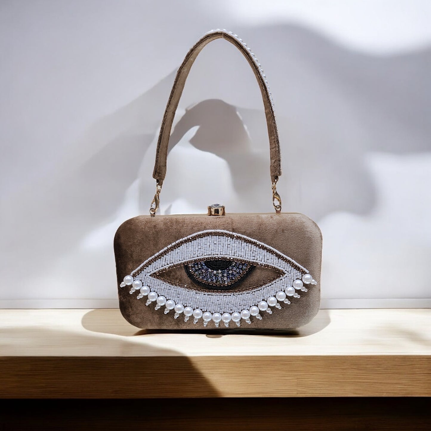 Evil Eye Brown Box Clutch