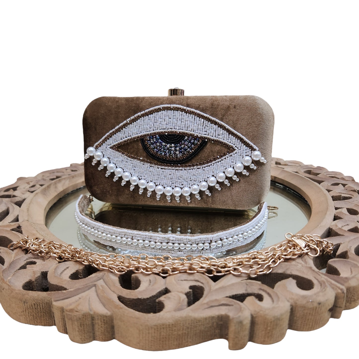 Evil Eye Brown Box Clutch