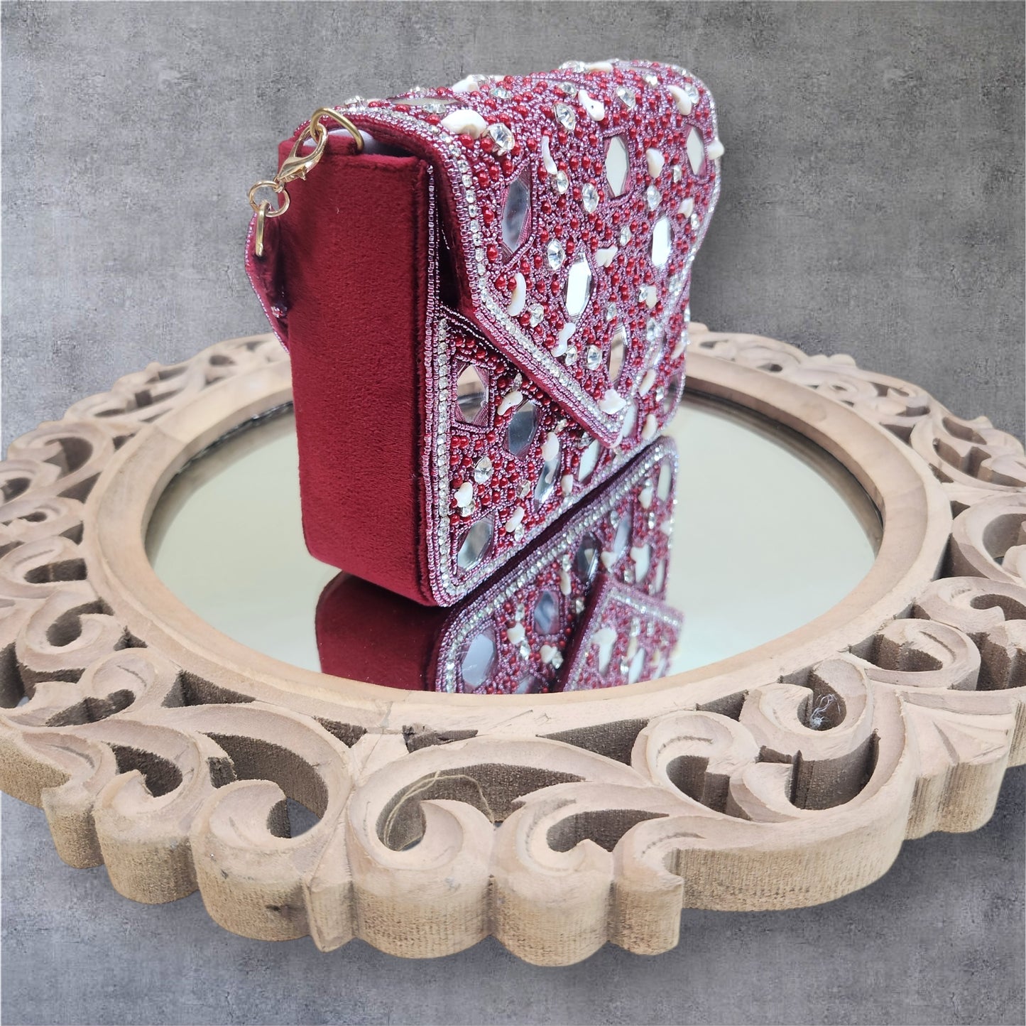 Taara Maroon Flapover Box Bag