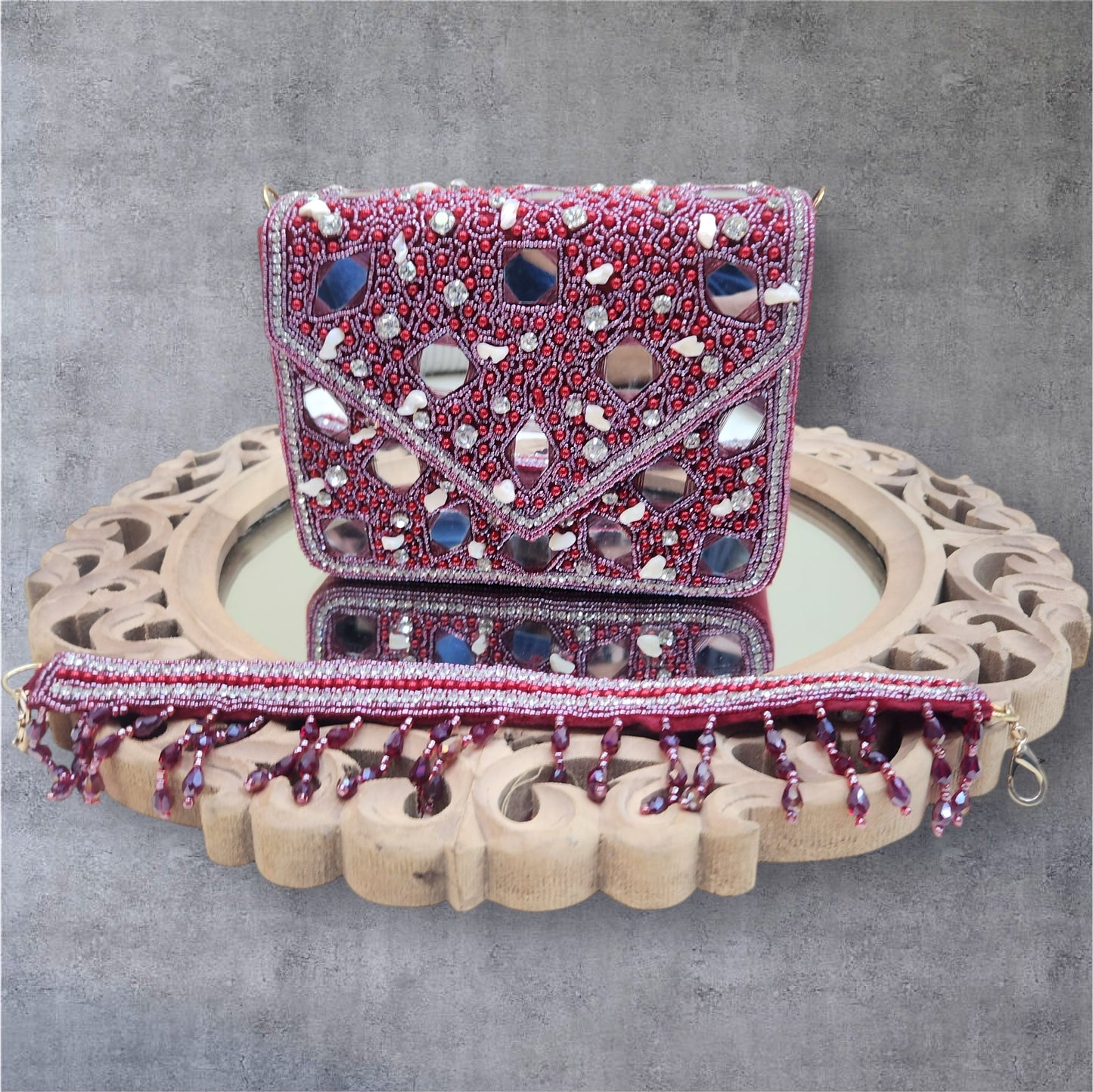 Taara Maroon Flapover Box Bag