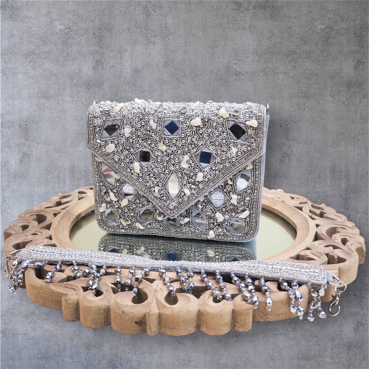 Taara Silver Flapover Box Bag