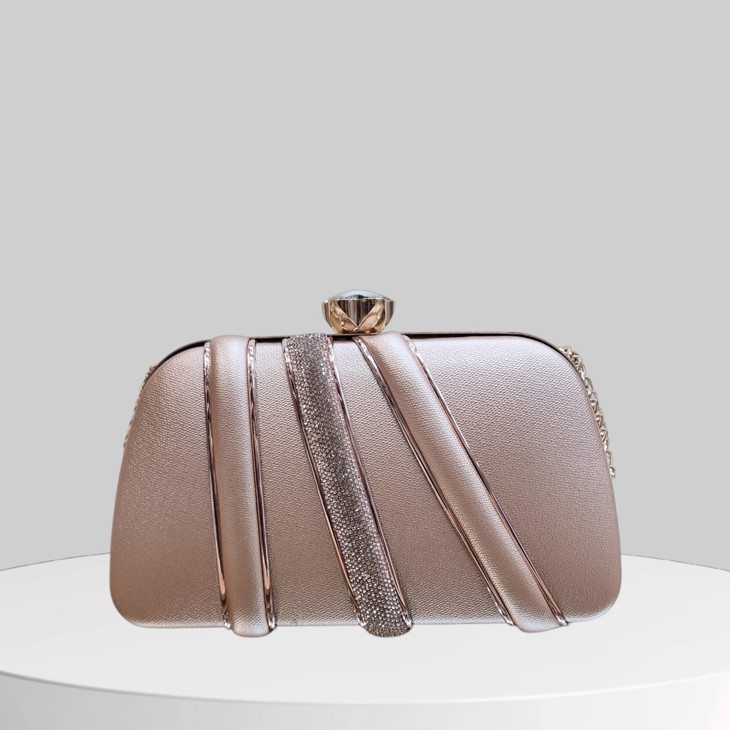 Glimmer Rose Gold Box Clutch