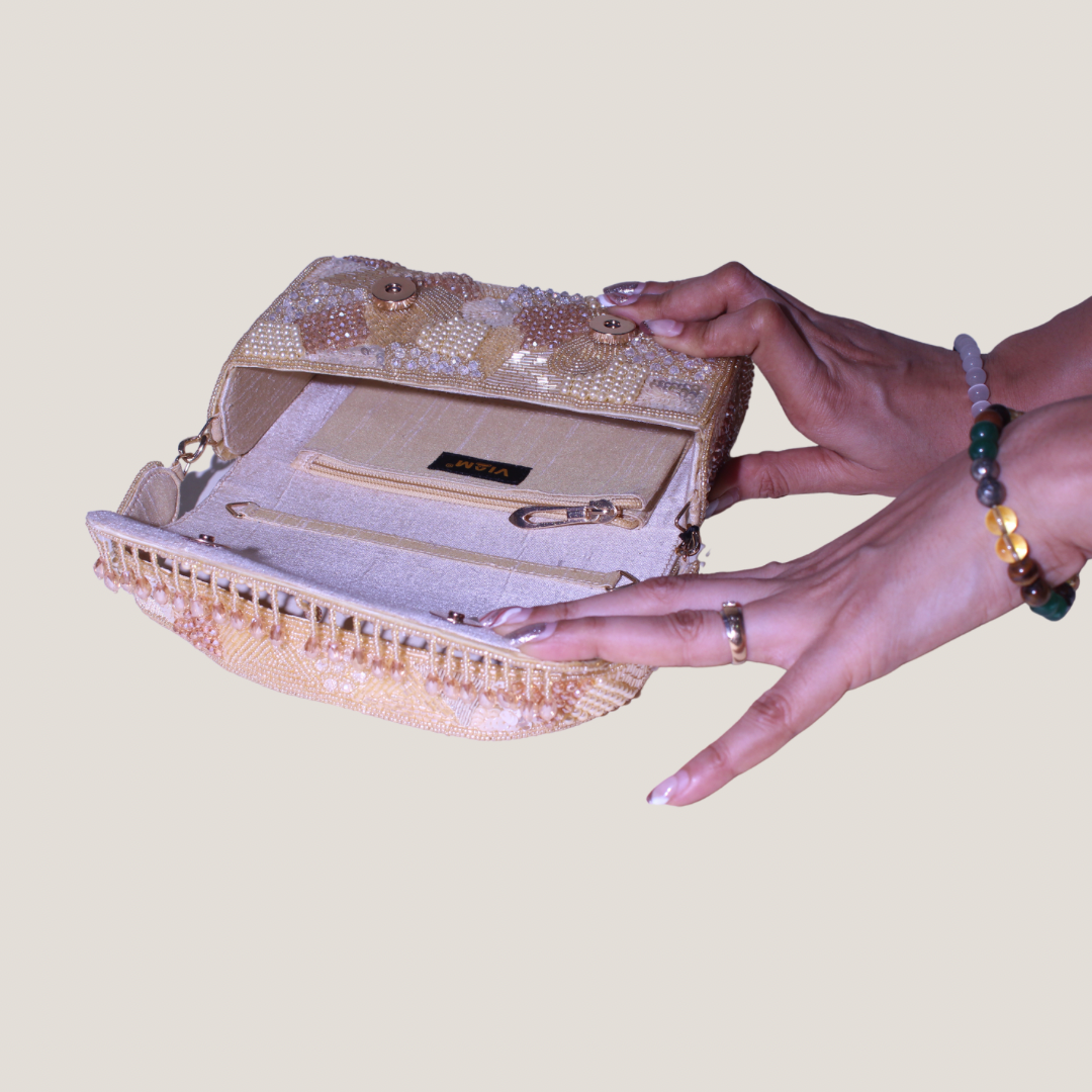 Mosaic Symphony Red FlapOver Clutch Bag