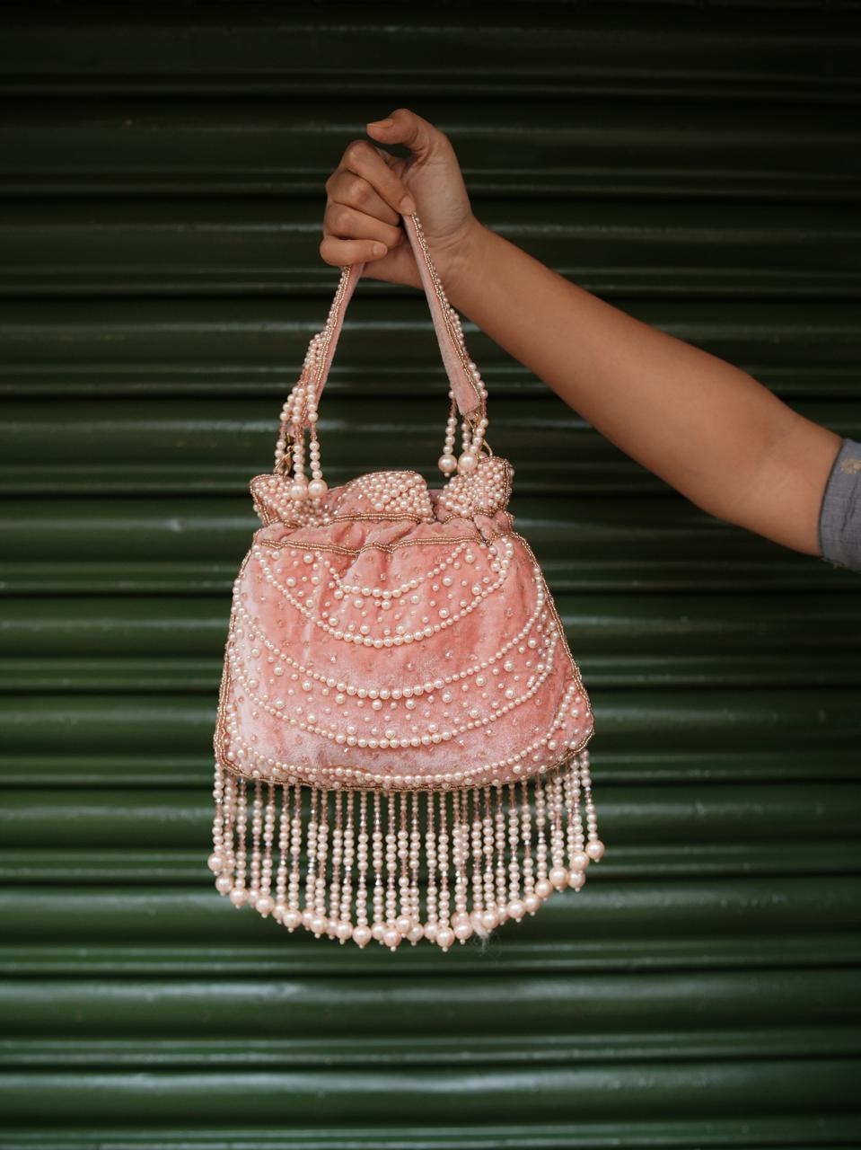 Moti Leher Rose Gold Potli