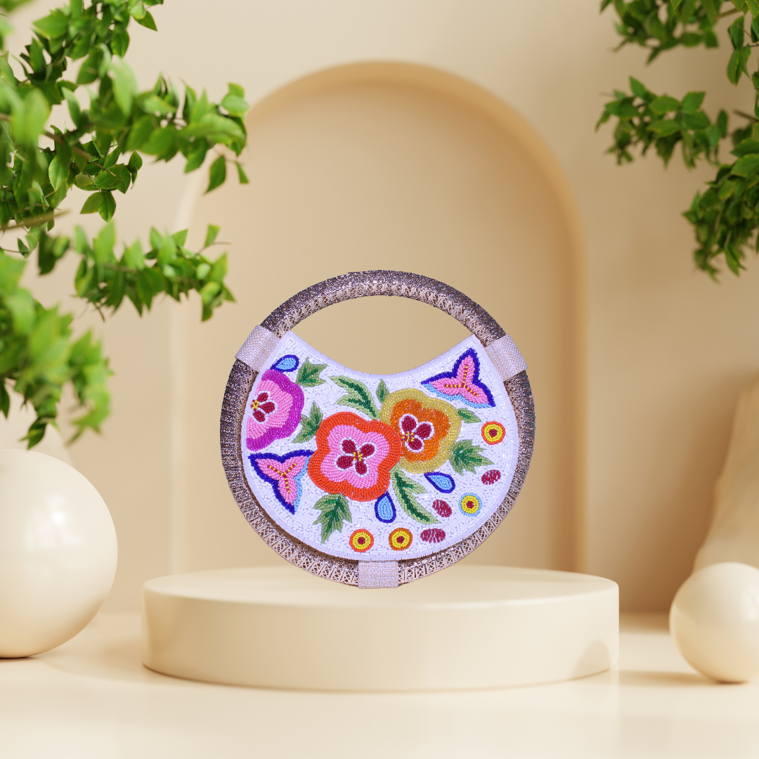 Floral Fantasy Ivory Party Ring Bag