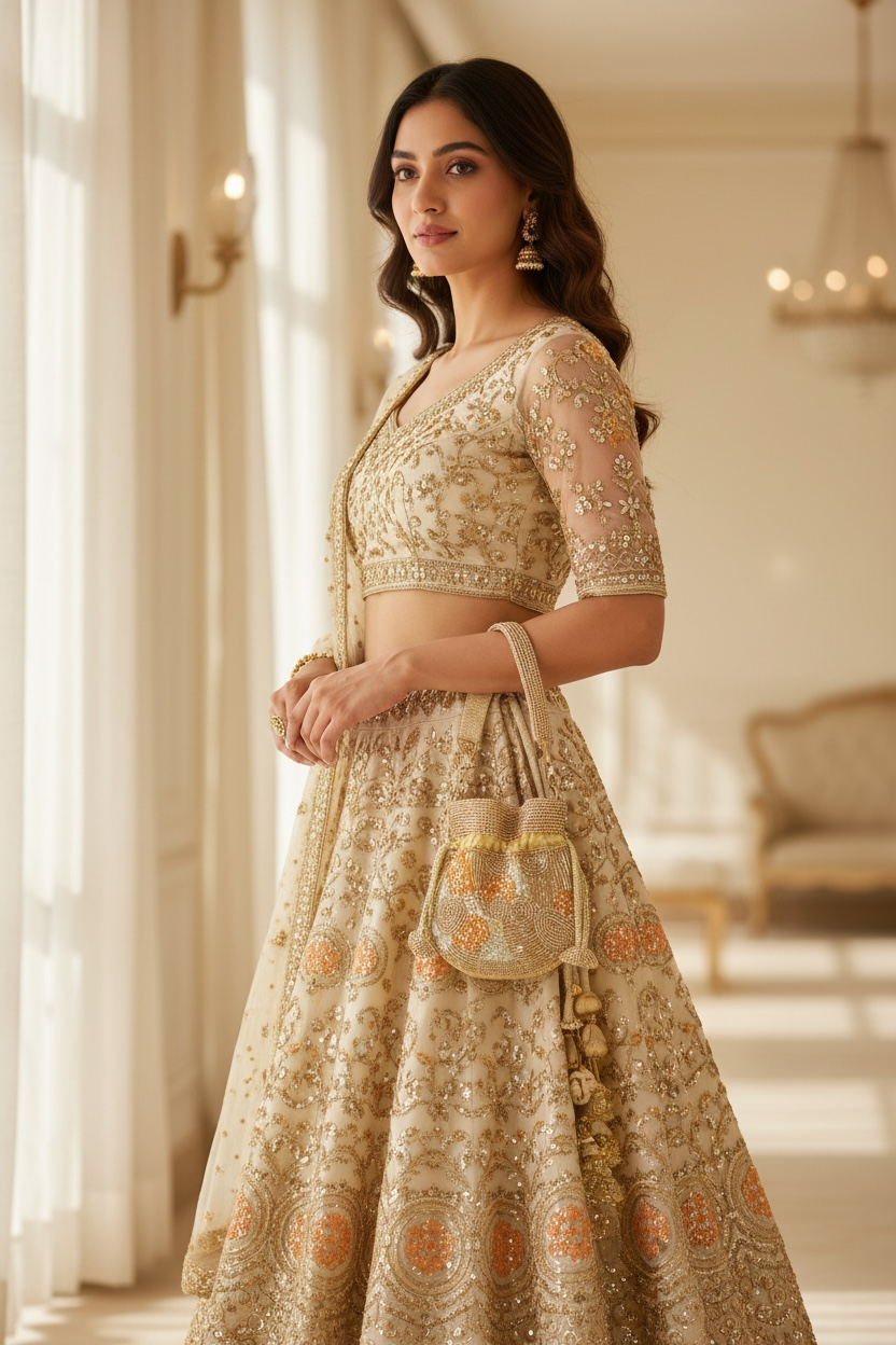 Hiranya Antique Gold Mini Potli