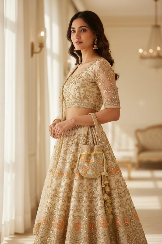 Hiranya Antique Gold Mini Potli