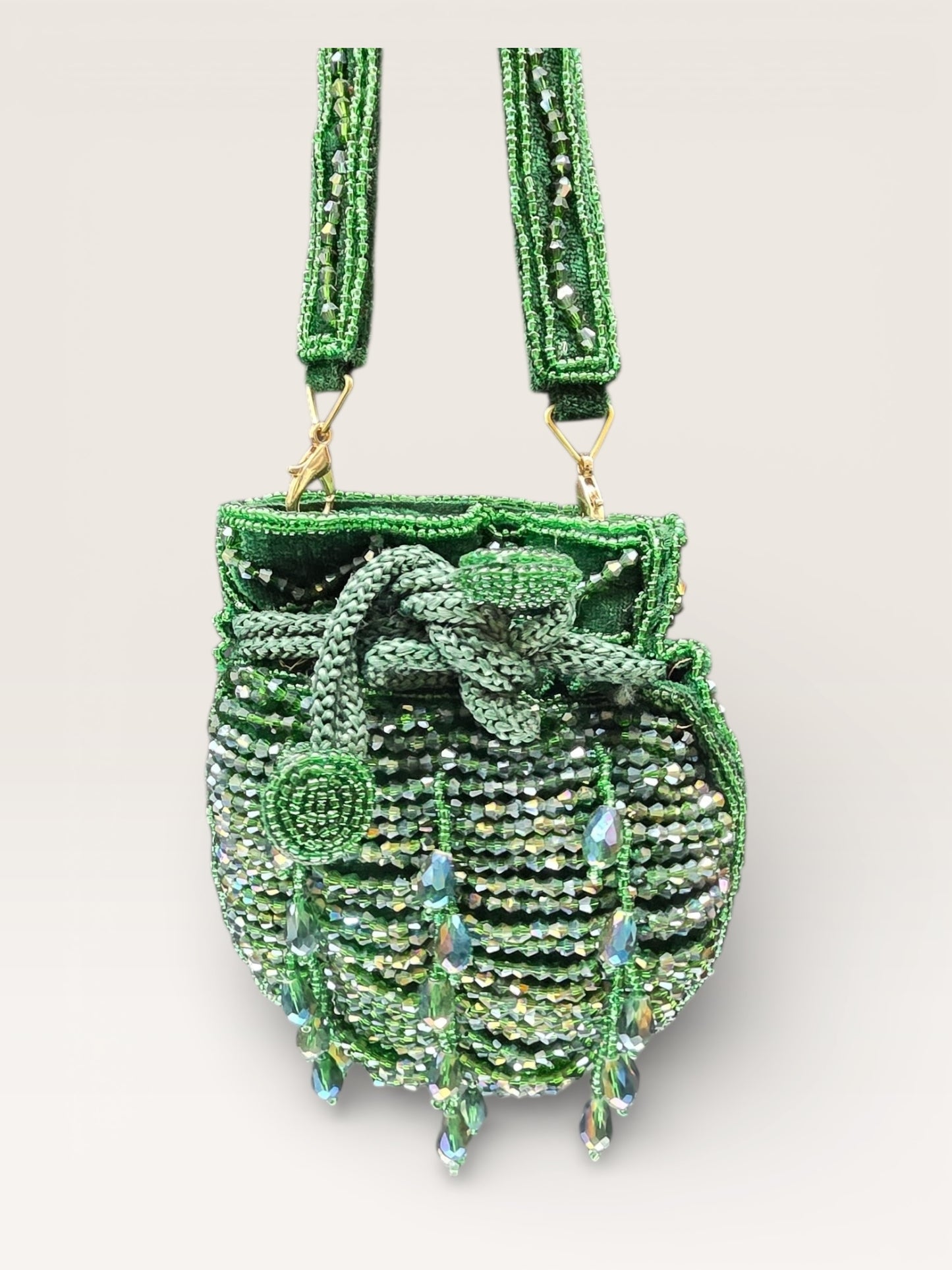 Rimzim Bottle Green Crystal Mini Potli